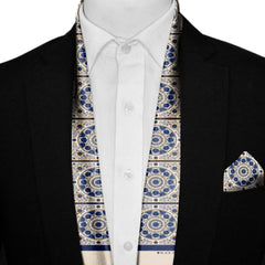 AZURE BLOOM MEN SCARF AND POCKET SQUARE SET – PREMIUM COLLECTION