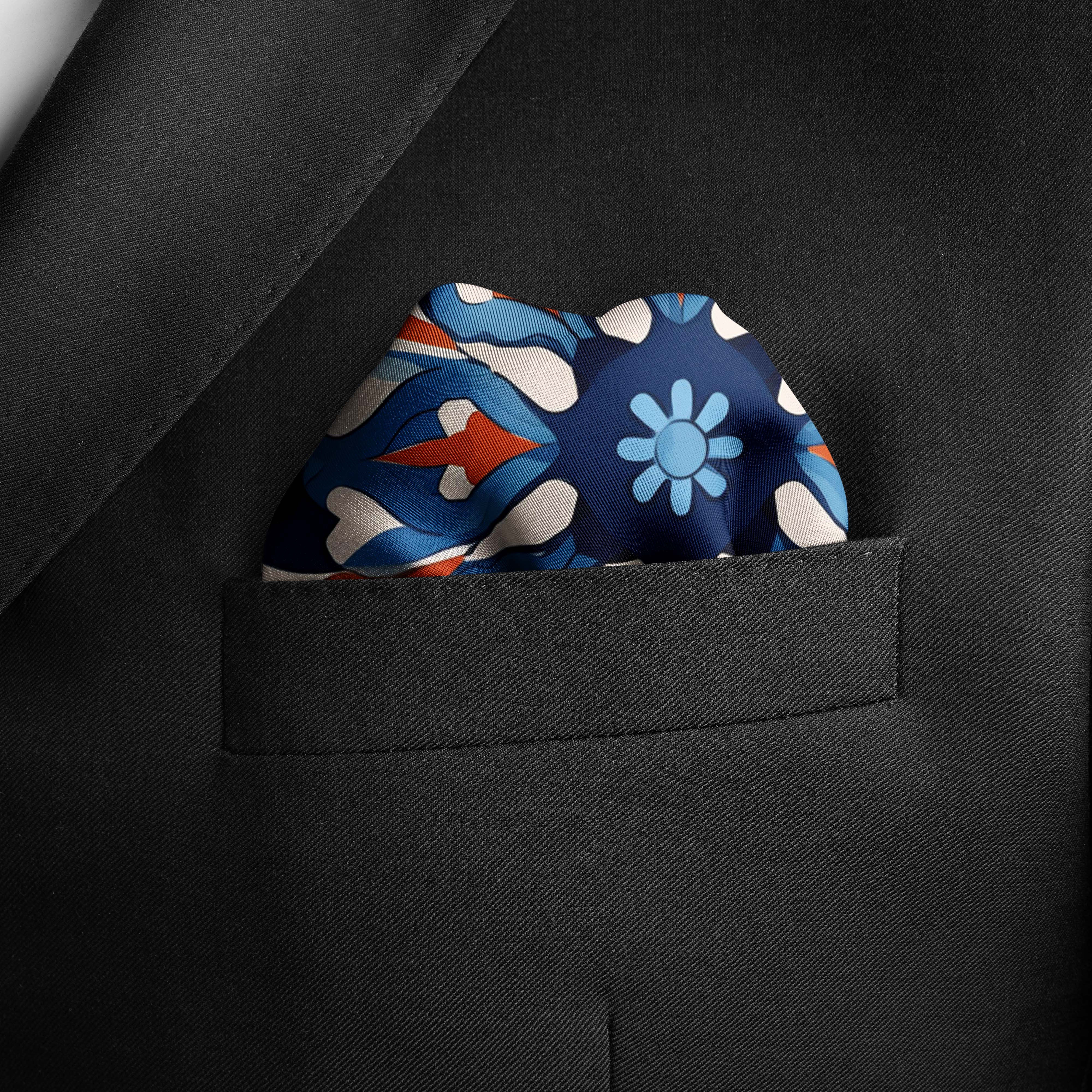 SPANISH FLORAL SILK POCKET SQUARE SPANISH FLORAL SILK POCKET SQUARE