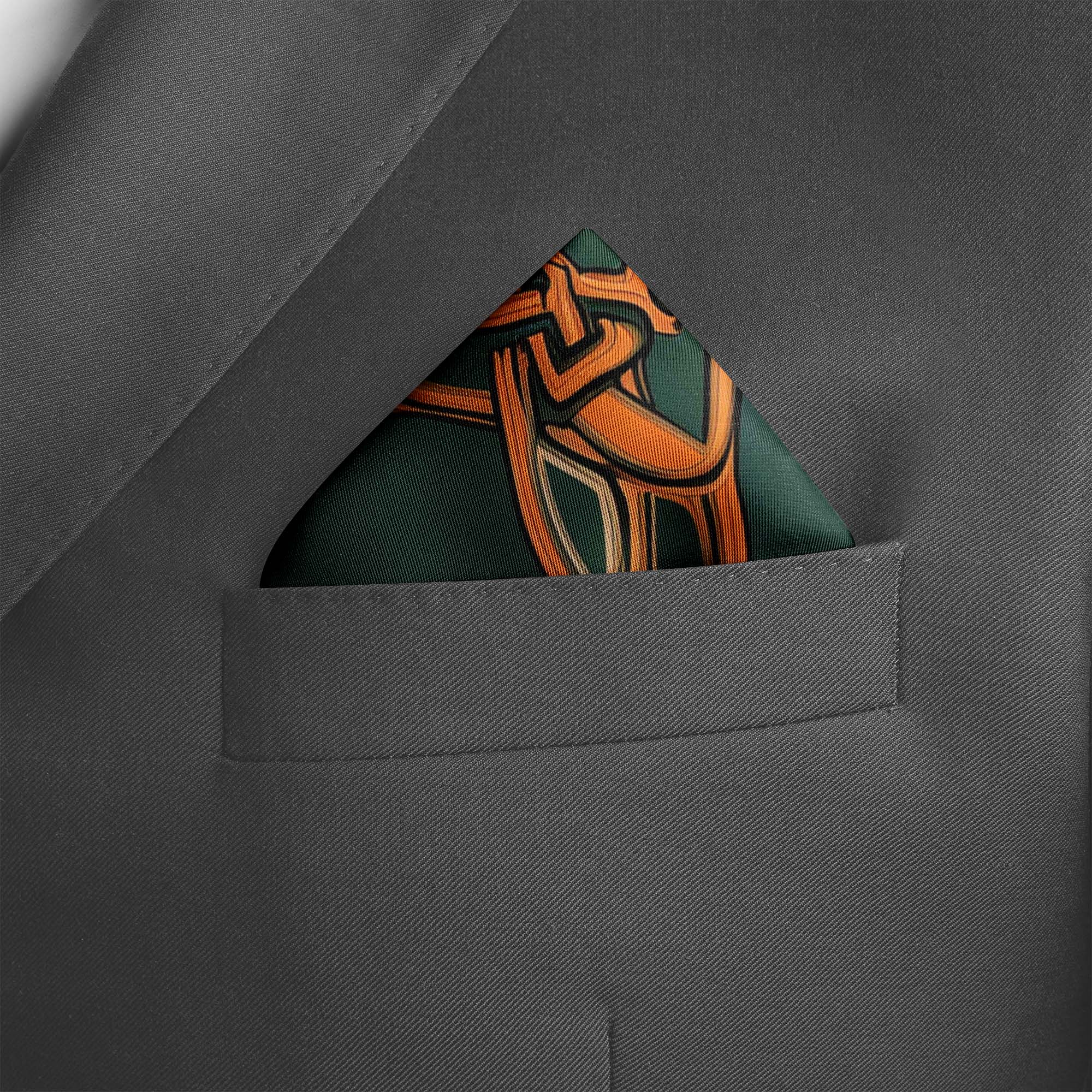 GREEN CELTIC SILK POCKET SQUARES GREEN CELTIC SILK POCKET SQUARES