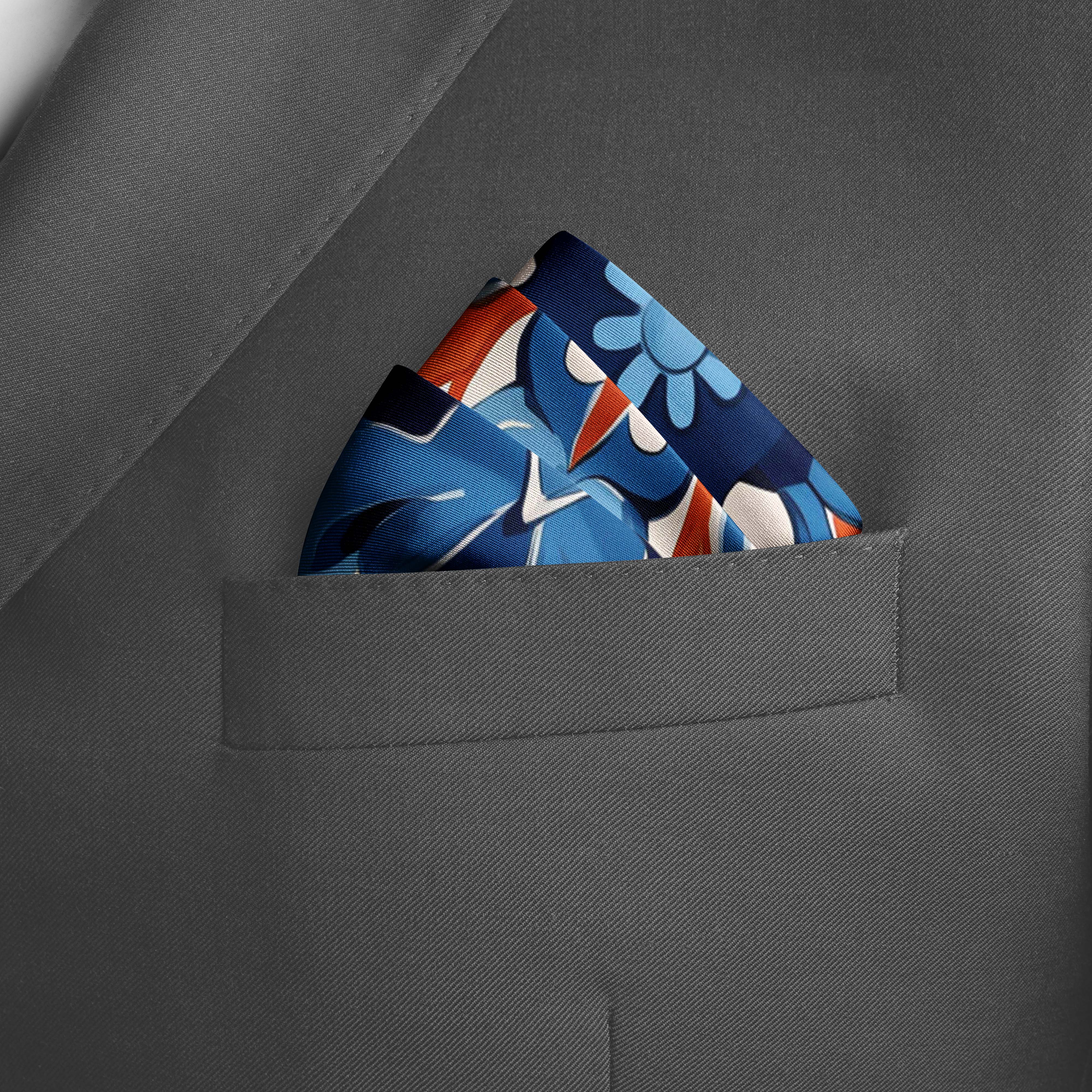 SPANISH FLORAL SILK POCKET SQUARE SPANISH FLORAL SILK POCKET SQUARE