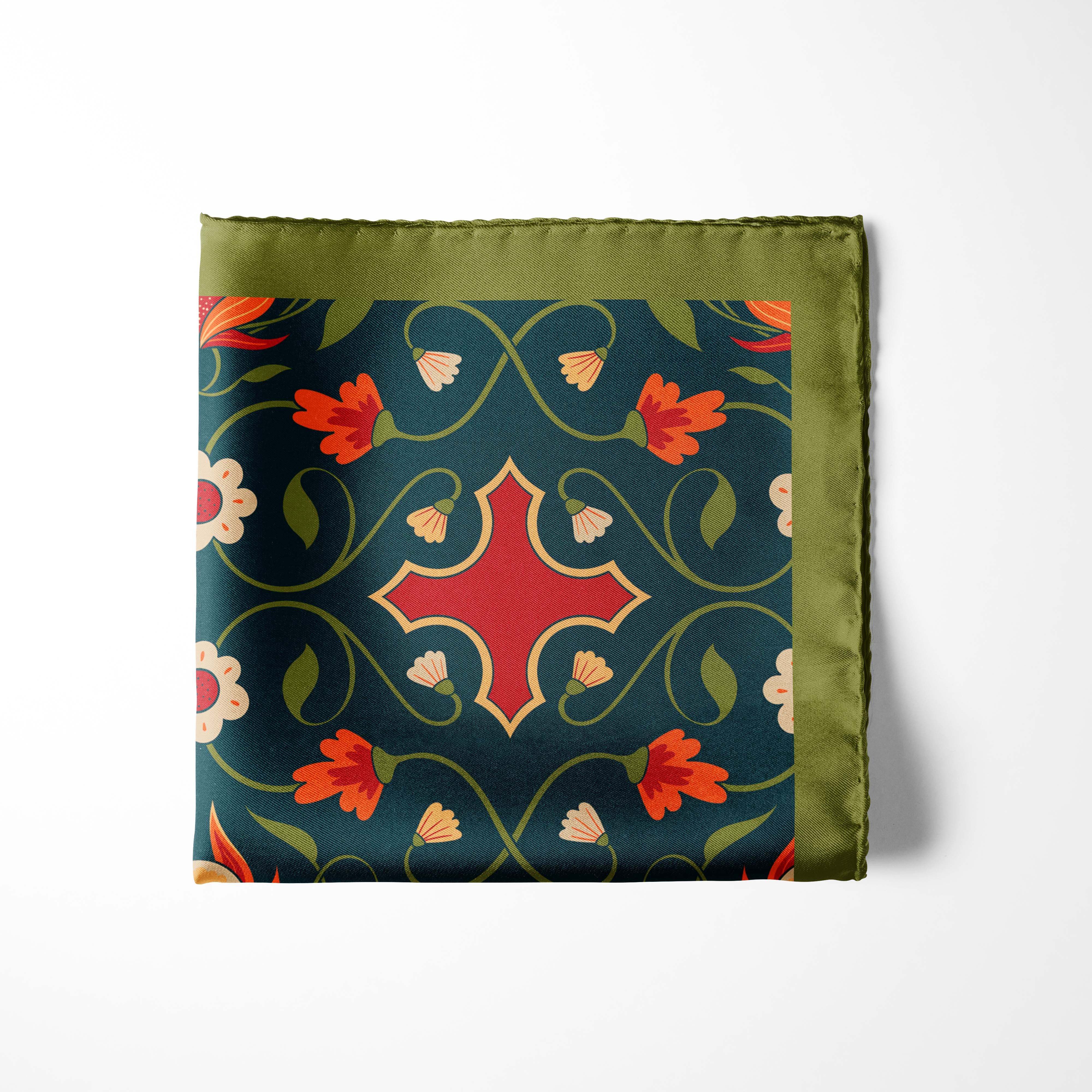FLOWERS AND LEAVES SILK POCKET SQUARE FLOWERS AND LEAVES SILK POCKET SQUARE