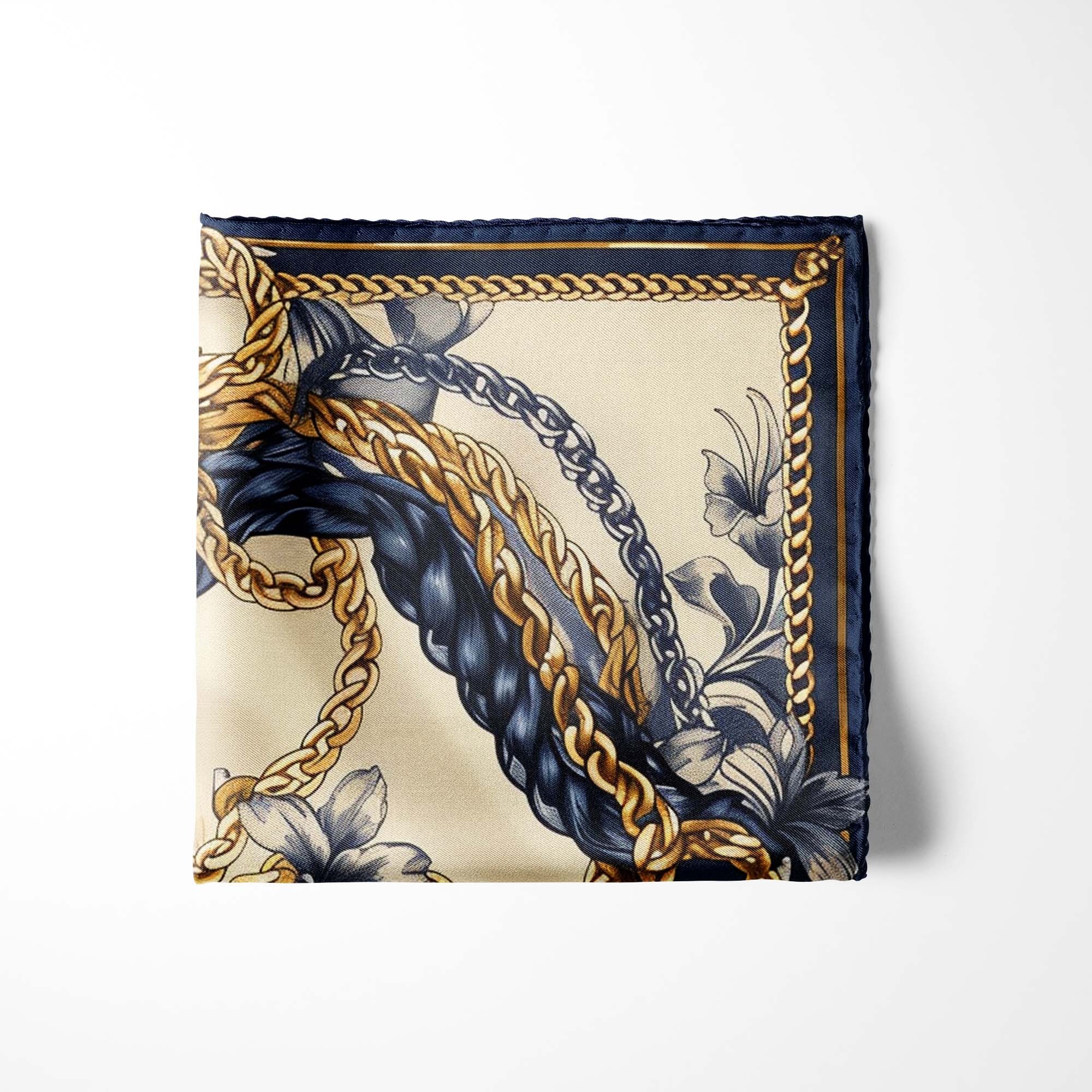 NEW BELT CHAIN SILK POCKET SQUARE NEW BELT CHAIN SILK POCKET SQUARE