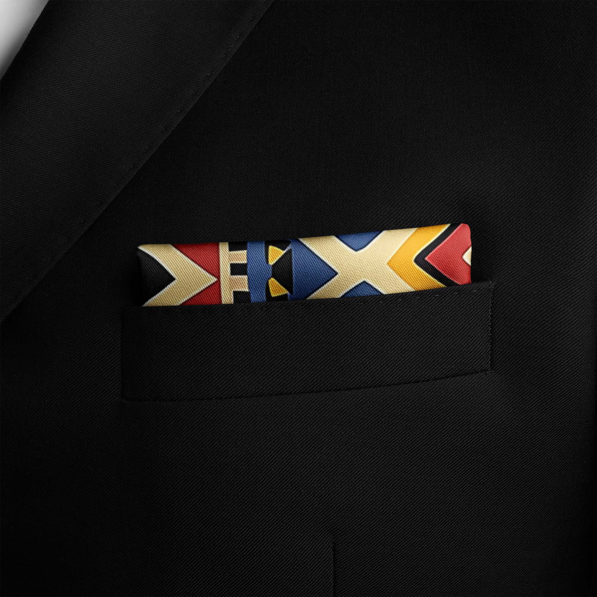 GEOMETRIC TRIBAL PATTERN SILK POCKET SQUARE GEOMETRIC TRIBAL PATTERN SILK POCKET SQUARE