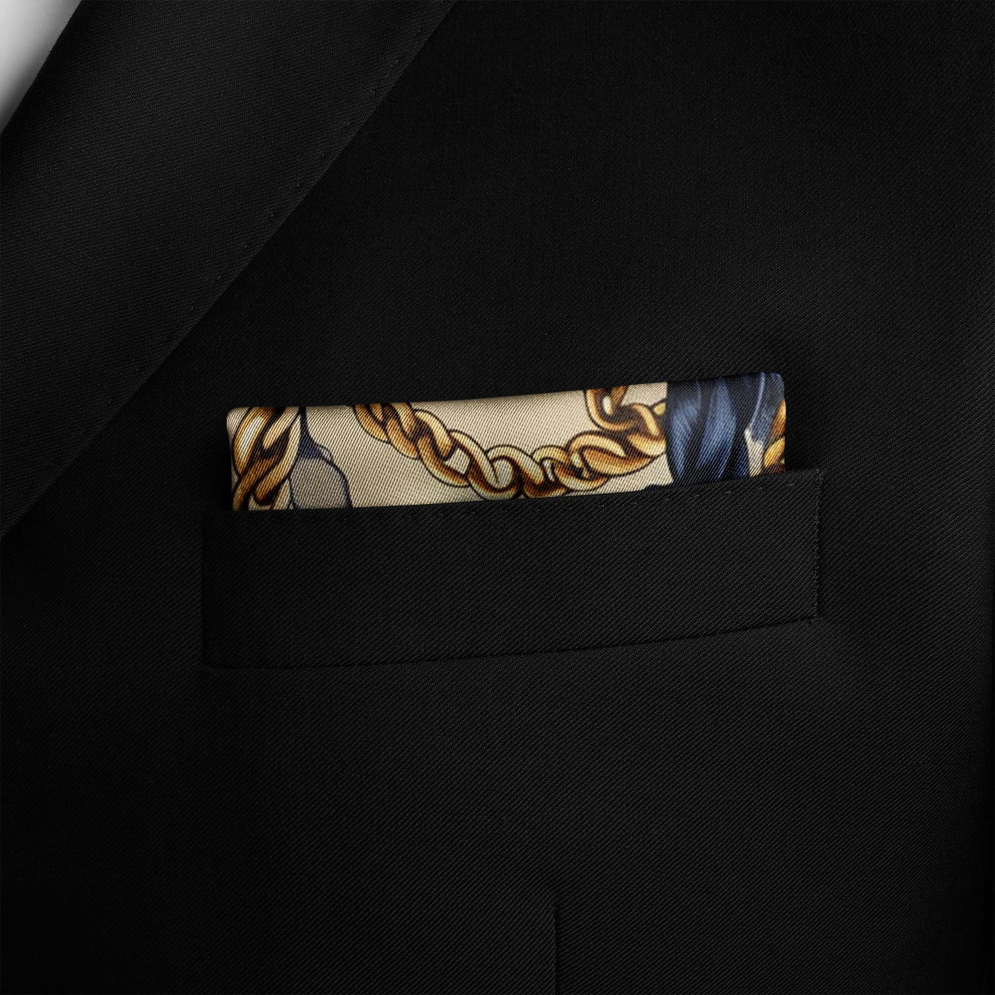 NEW BELT CHAIN SILK POCKET SQUARE NEW BELT CHAIN SILK POCKET SQUARE