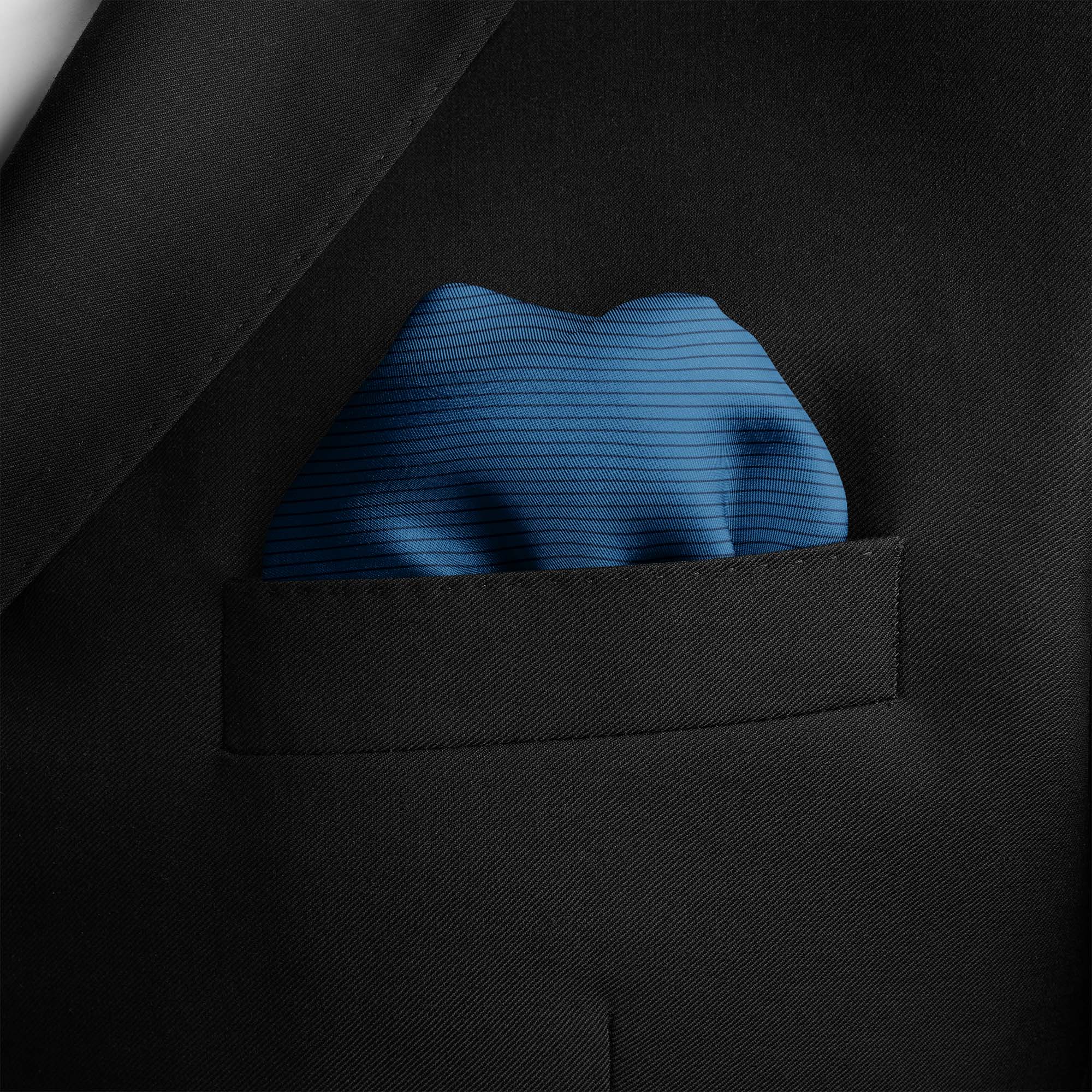 BLUE STRIPE SILK POCKET SQUARE BLUE STRIPE SILK POCKET SQUARE
