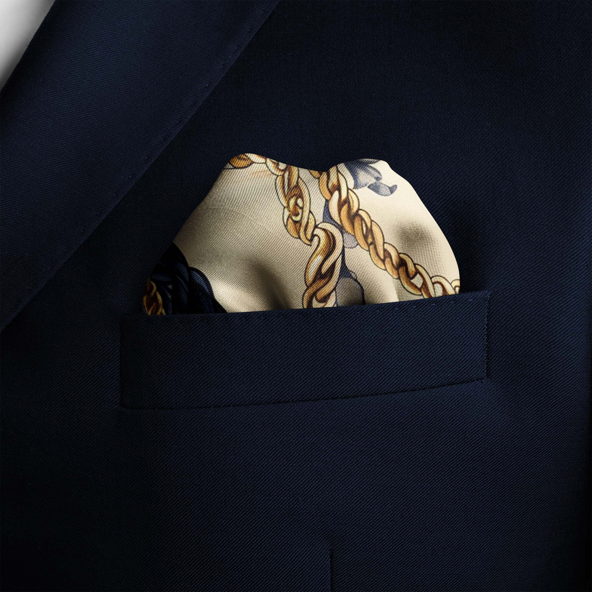 NEW BELT CHAIN SILK POCKET SQUARE NEW BELT CHAIN SILK POCKET SQUARE