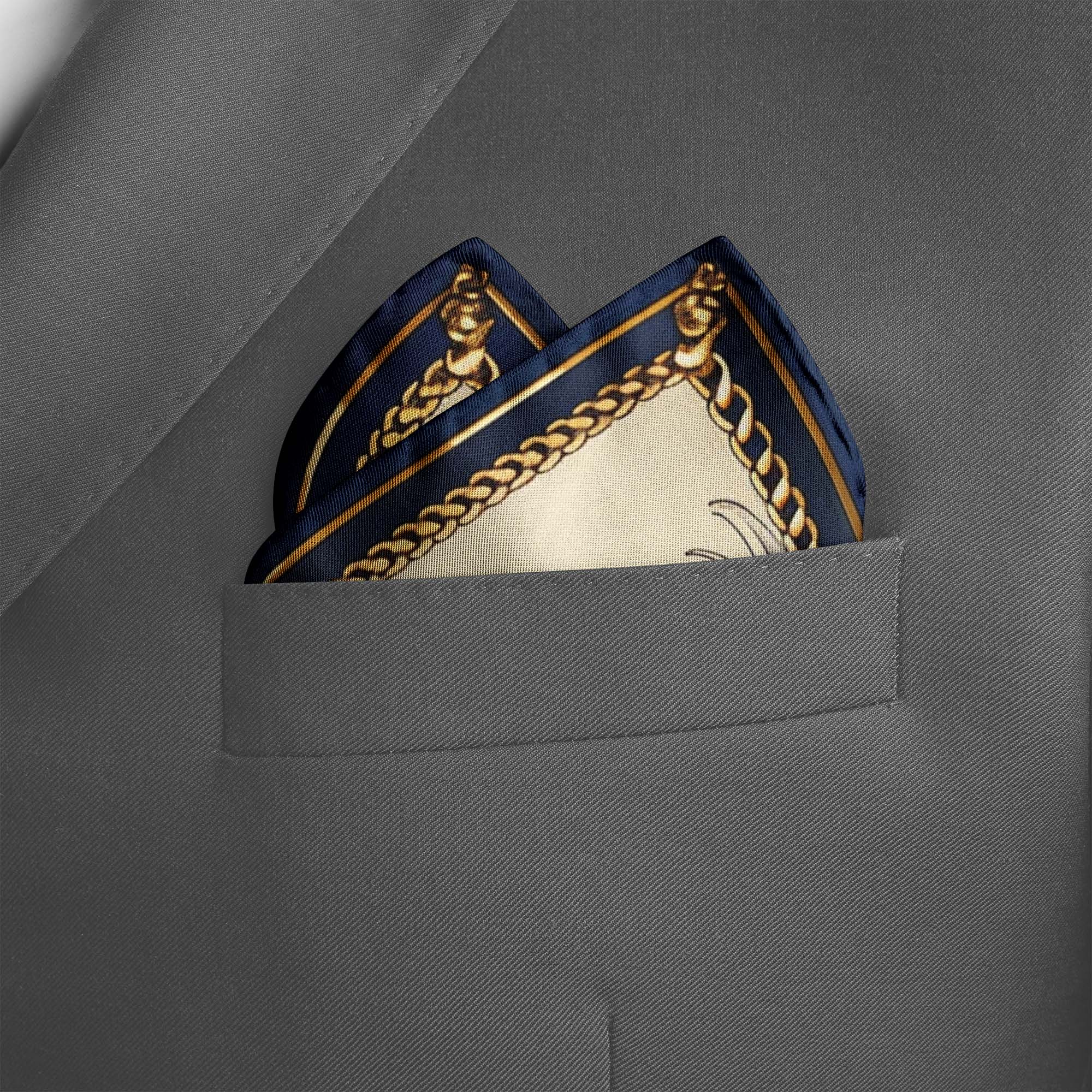 NEW BELT CHAIN SILK POCKET SQUARE NEW BELT CHAIN SILK POCKET SQUARE