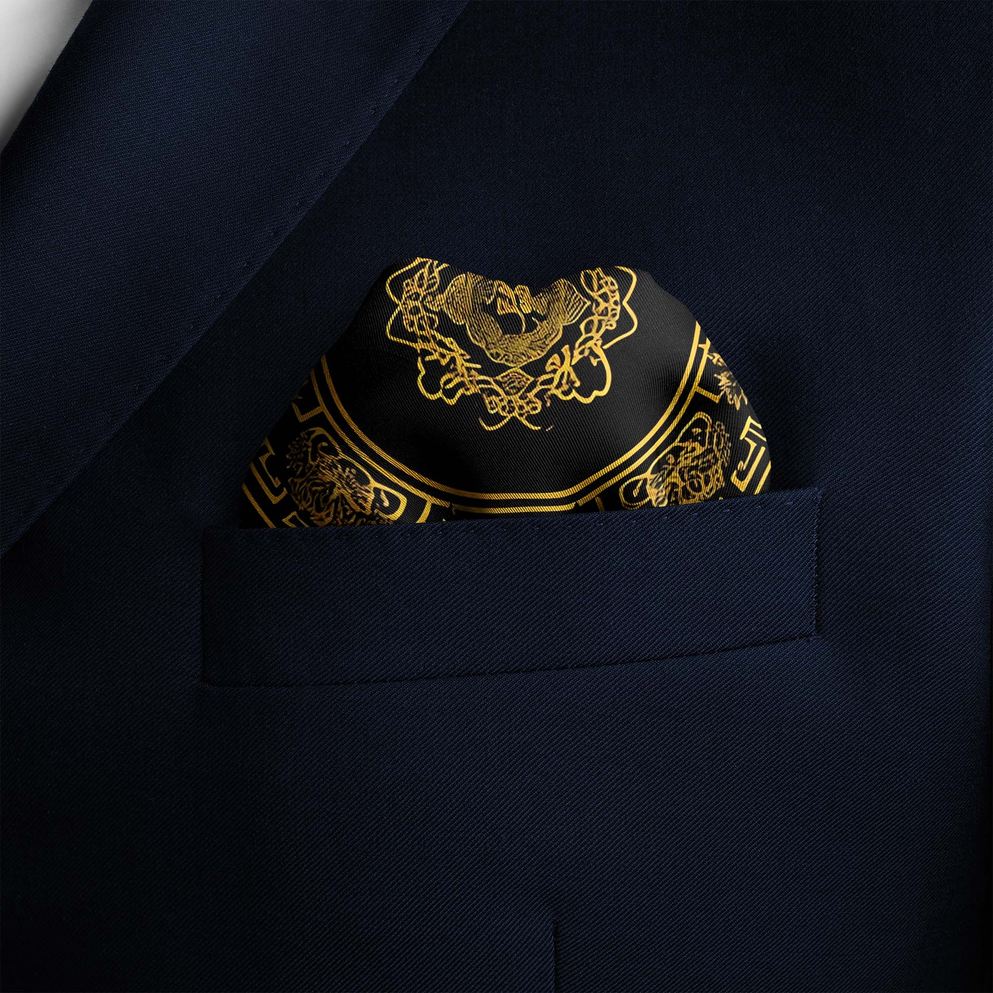 GOLDEN BAROQUE SILK POCKET SQUARE GOLDEN BAROQUE SILK POCKET SQUARE