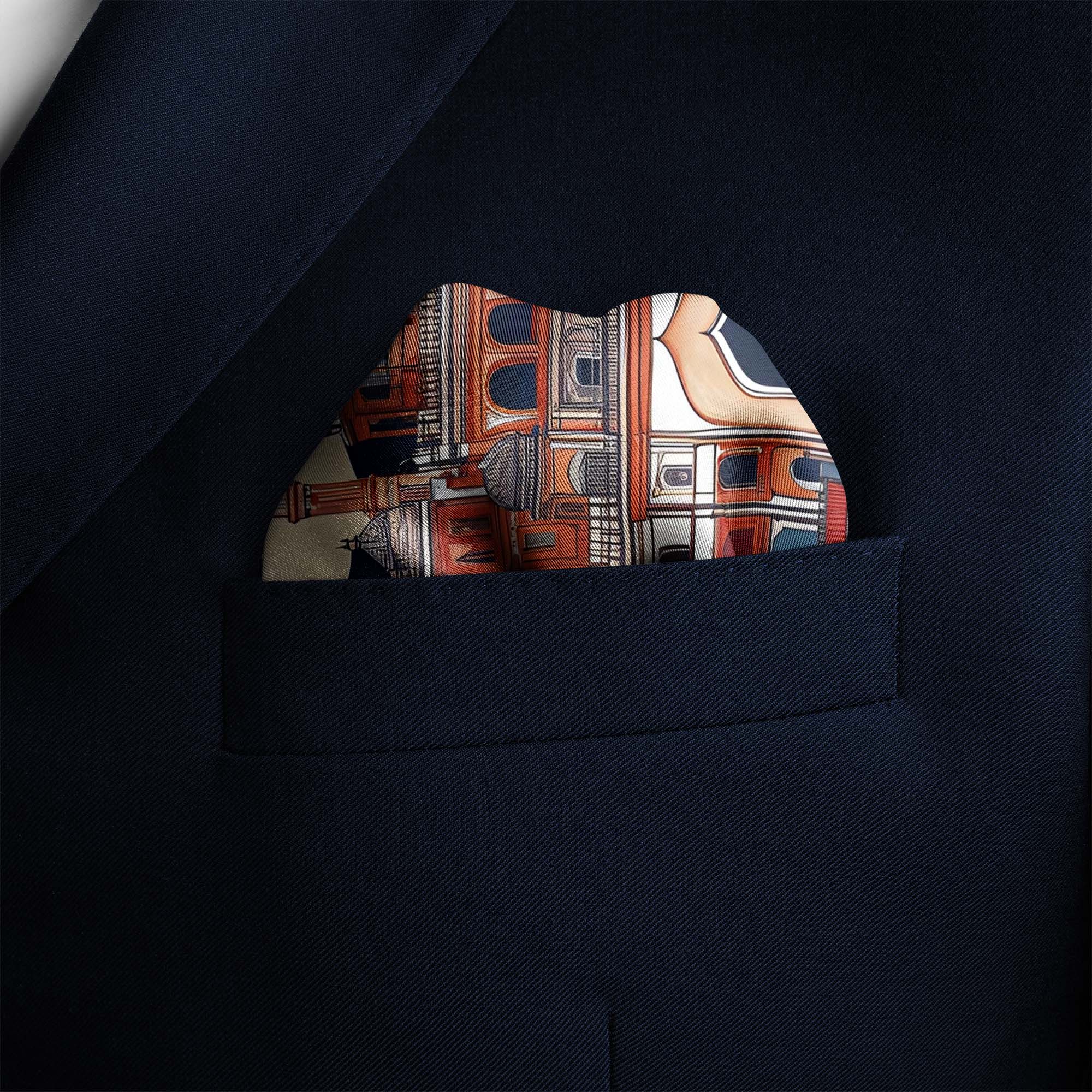 OLD KOLKATA ARCH SILK POCKET SQUARE OLD KOLKATA ARCH SILK POCKET SQUARE