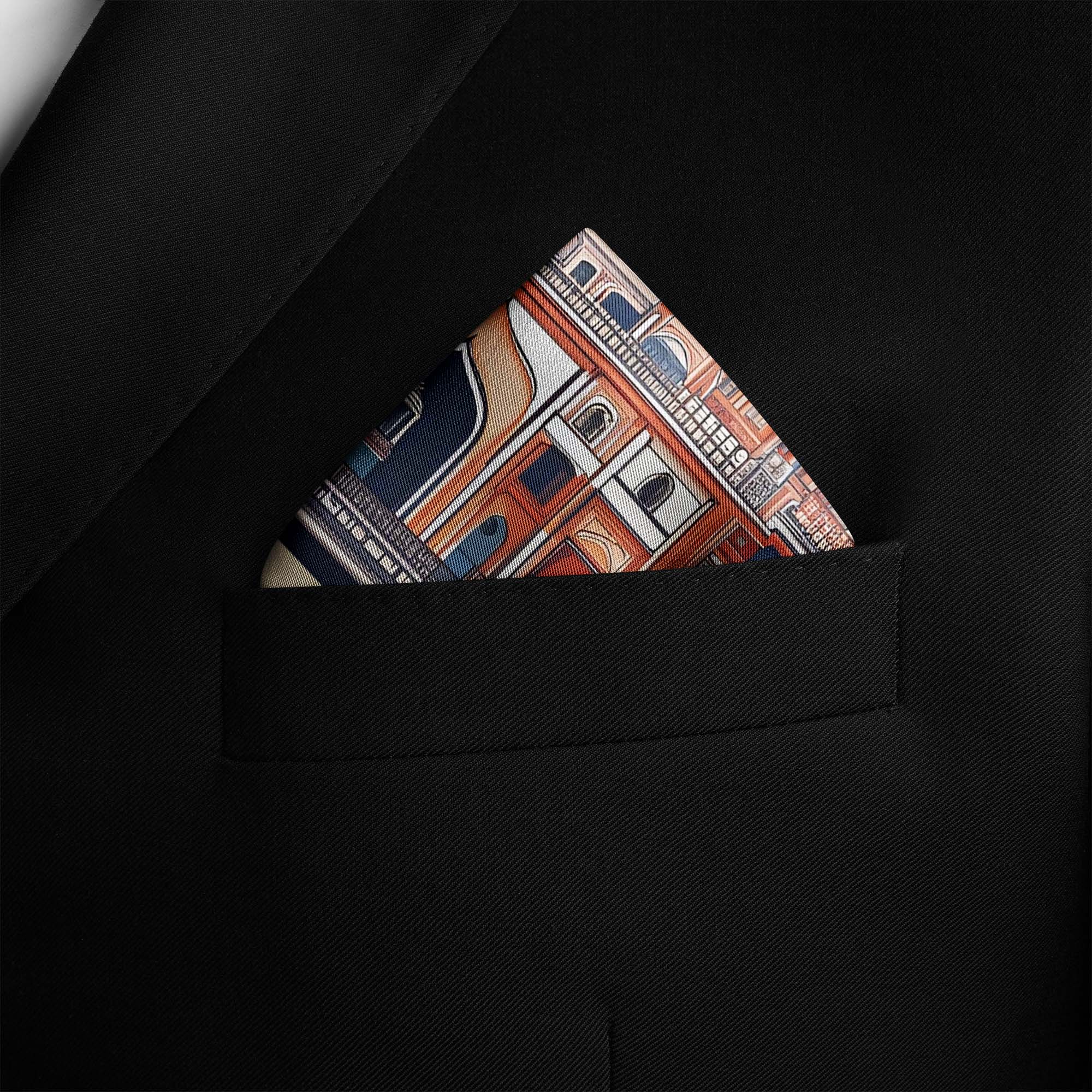OLD KOLKATA ARCH SILK POCKET SQUARE OLD KOLKATA ARCH SILK POCKET SQUARE