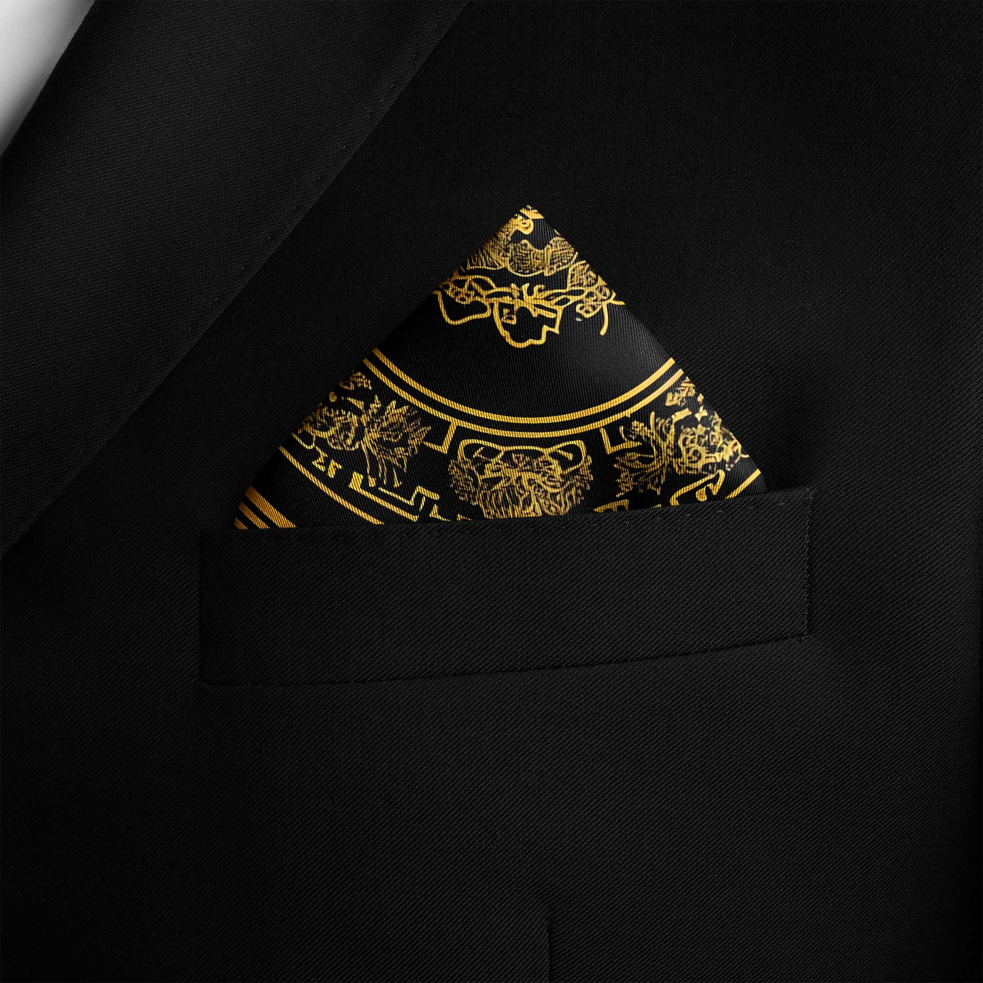 GOLDEN BAROQUE SILK POCKET SQUARE GOLDEN BAROQUE SILK POCKET SQUARE