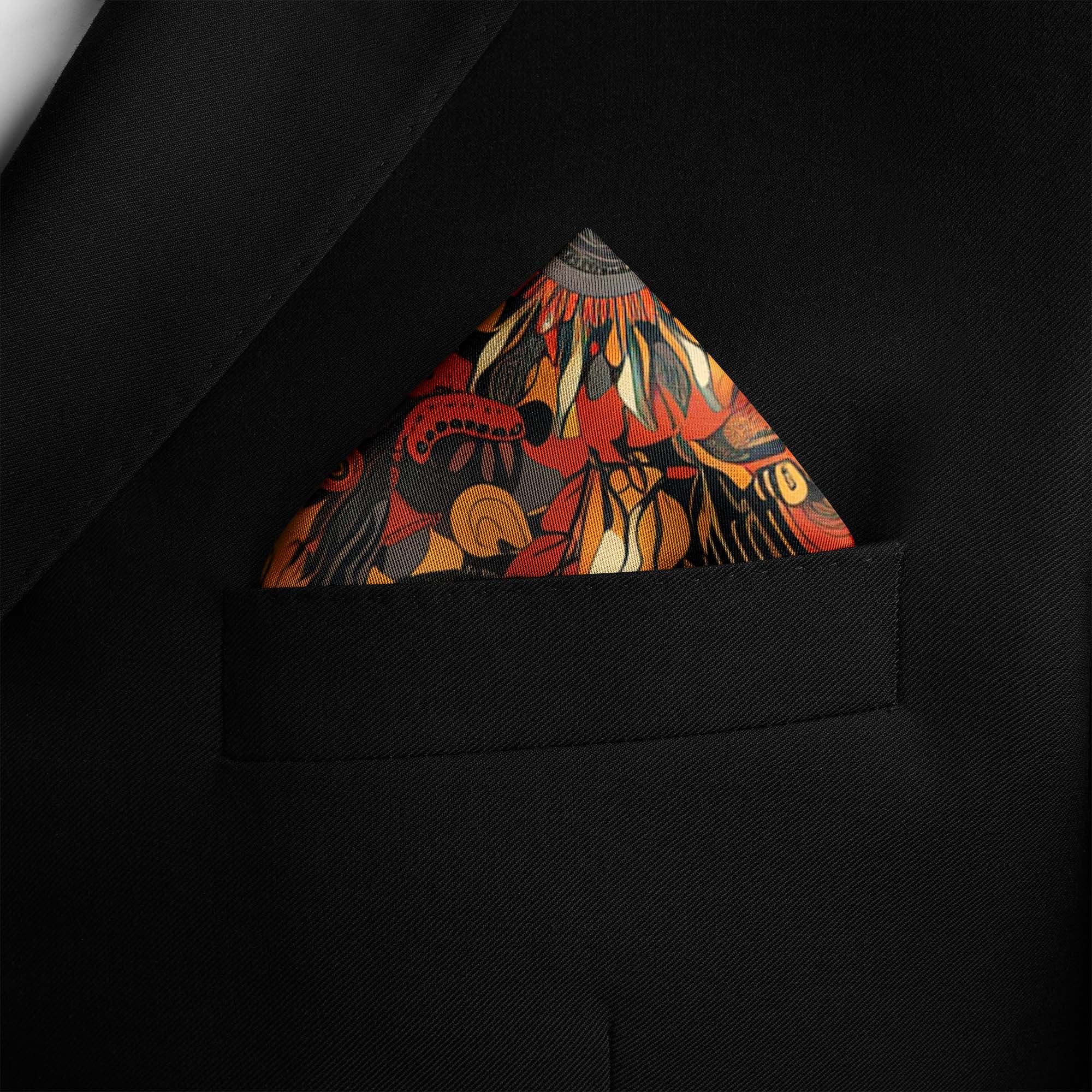 FIRE DRAGON SILK POCKET SQUARE FIRE DRAGON SILK POCKET SQUARE