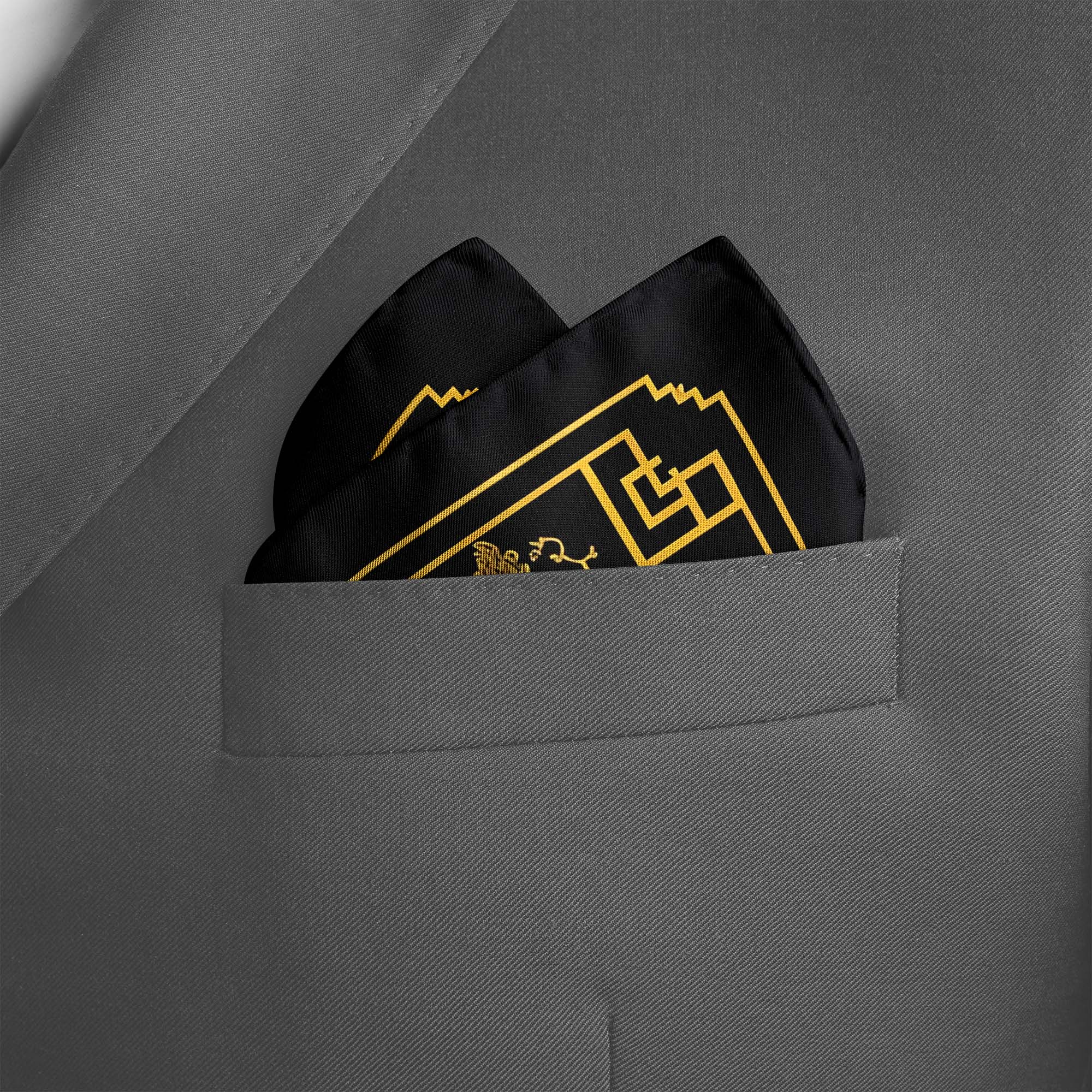 GOLDEN BAROQUE SILK POCKET SQUARE GOLDEN BAROQUE SILK POCKET SQUARE