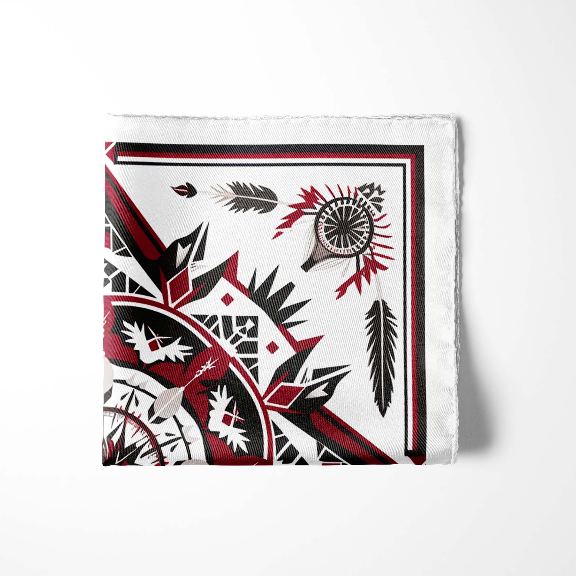 RED ALPANA SILK POCKET SQUARE RED ALPANA SILK POCKET SQUARE