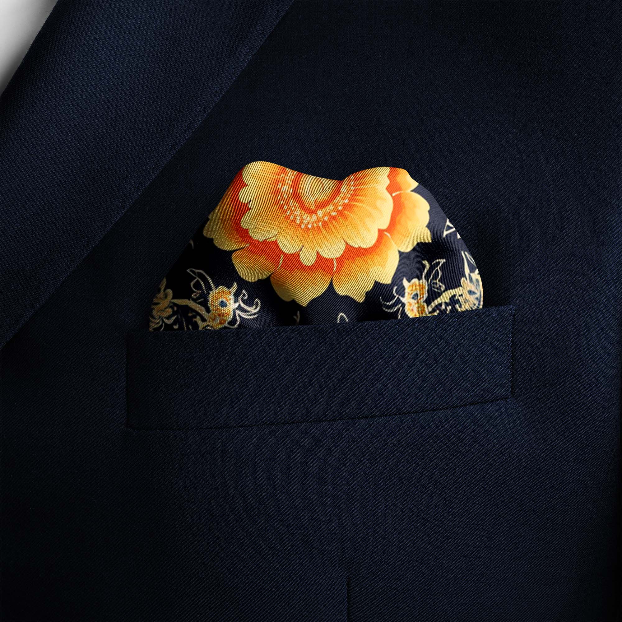 FLOWERS FOLIAGE SILK POCKET SQUARE FLOWERS FOLIAGE SILK POCKET SQUARE