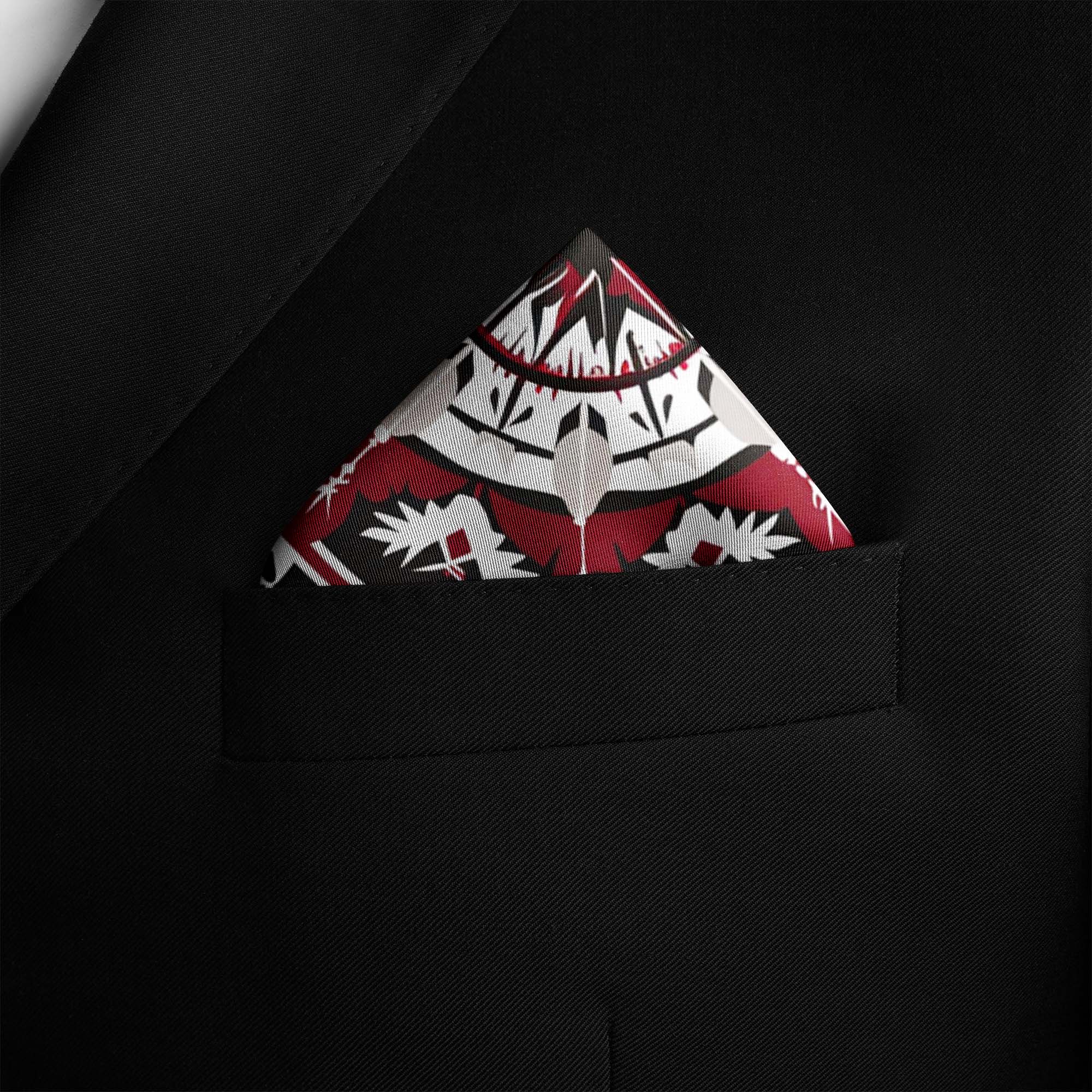 RED ALPANA SILK POCKET SQUARE RED ALPANA SILK POCKET SQUARE