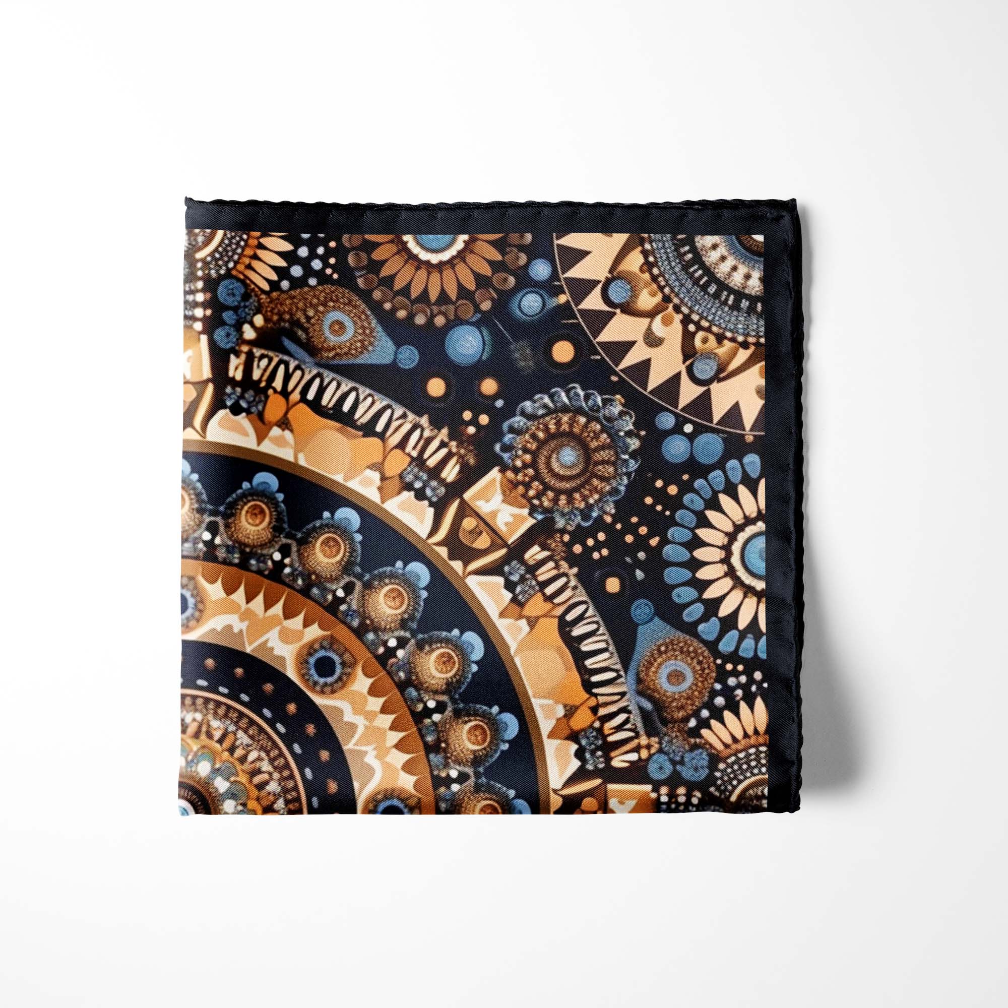 ETHNIC TRIBAL ROUND SILK POCKET SQUARE ETHNIC TRIBAL ROUND SILK POCKET SQUARE