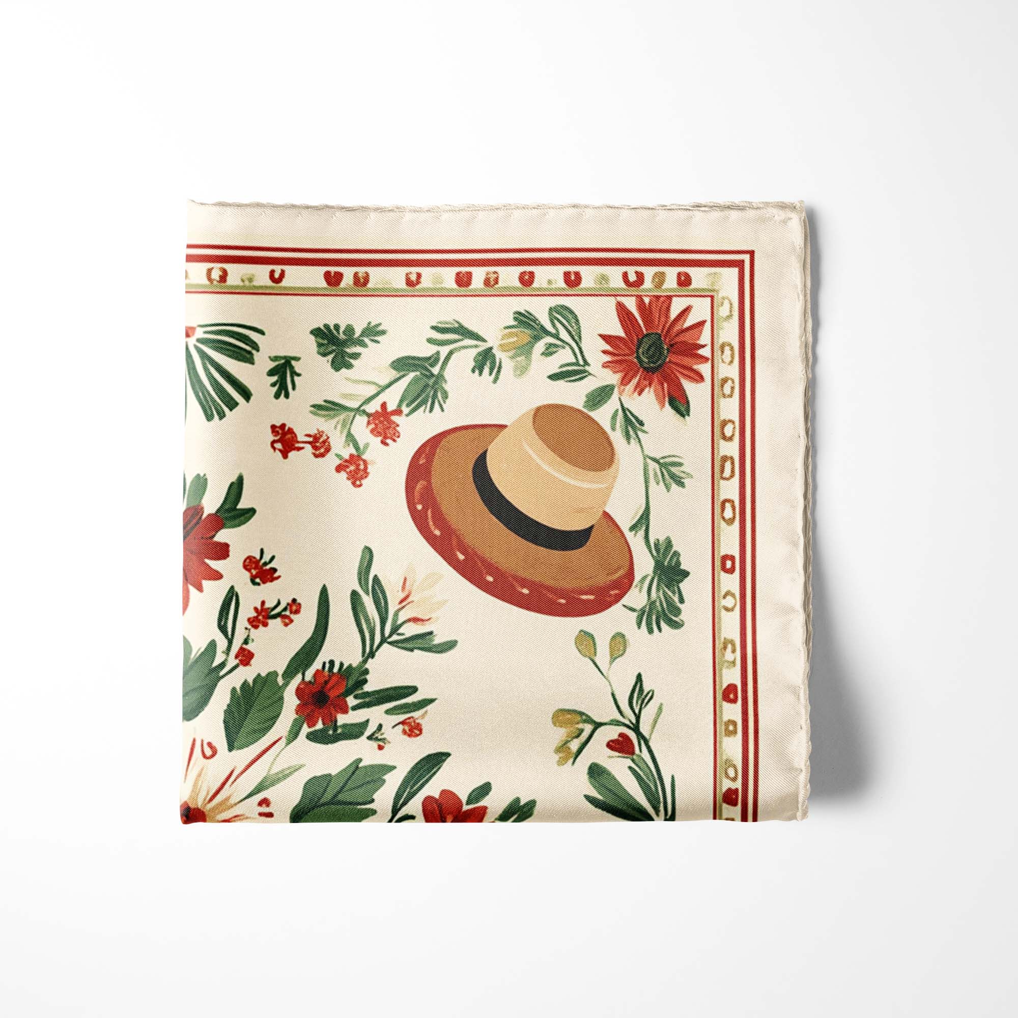 CIRCULAR FLORAL SILK POCKET SQUARE CIRCULAR FLORAL SILK POCKET SQUARE