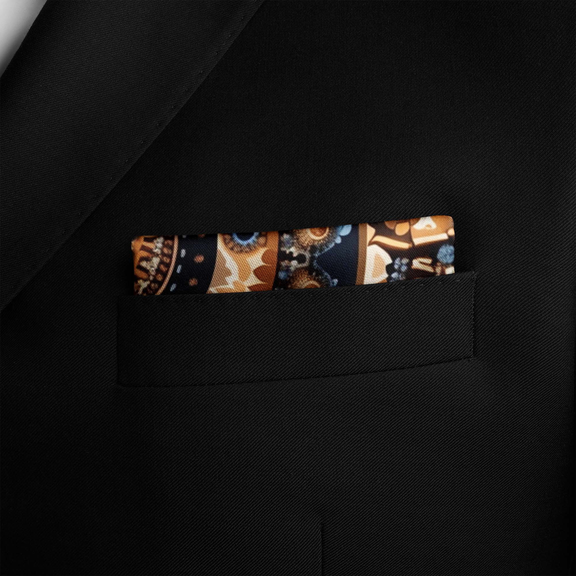 ETHNIC TRIBAL ROUND SILK POCKET SQUARE ETHNIC TRIBAL ROUND SILK POCKET SQUARE
