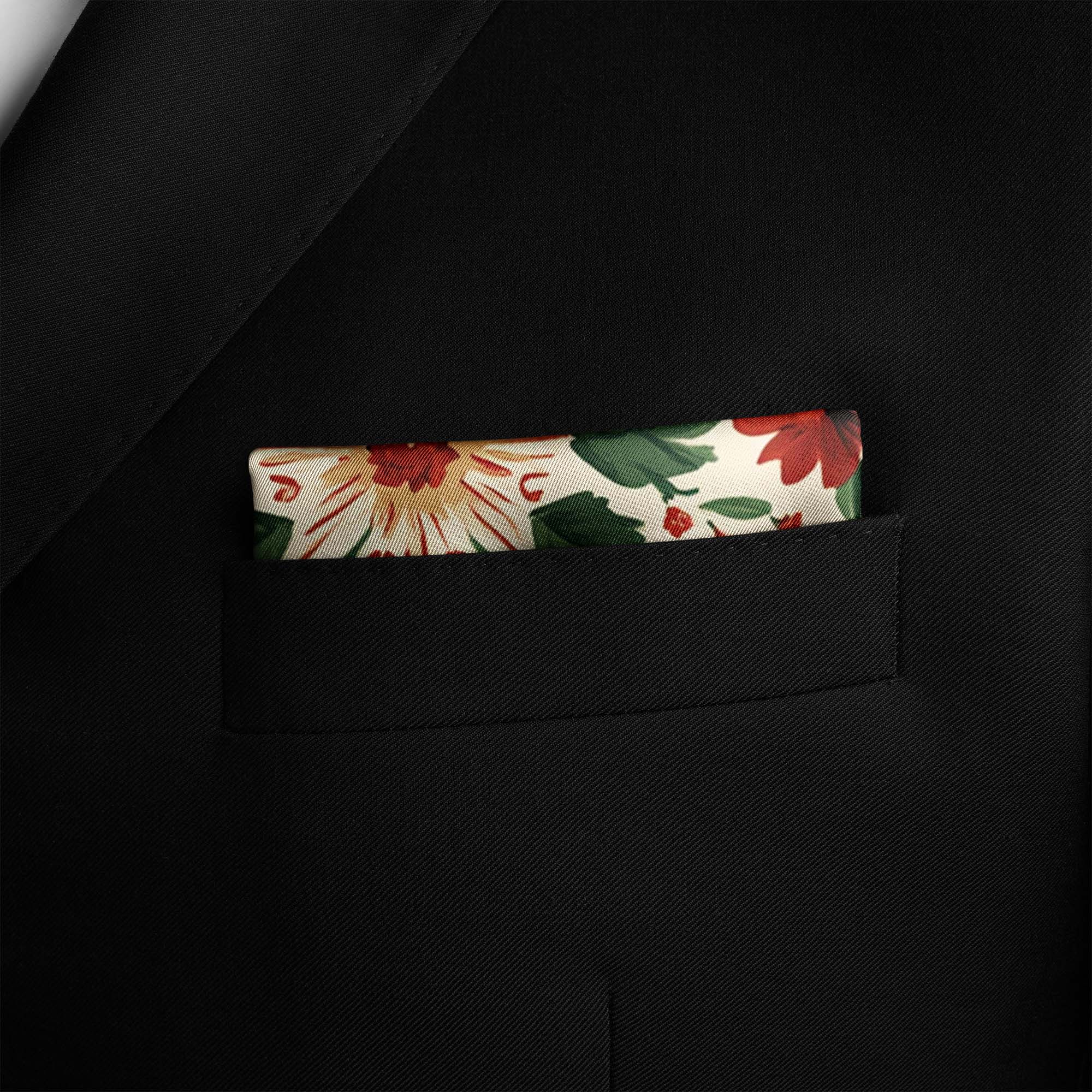 CIRCULAR FLORAL SILK POCKET SQUARE CIRCULAR FLORAL SILK POCKET SQUARE