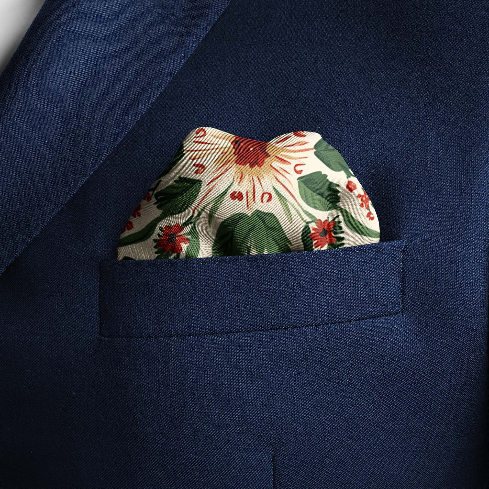 CIRCULAR FLORAL SILK POCKET SQUARE CIRCULAR FLORAL SILK POCKET SQUARE