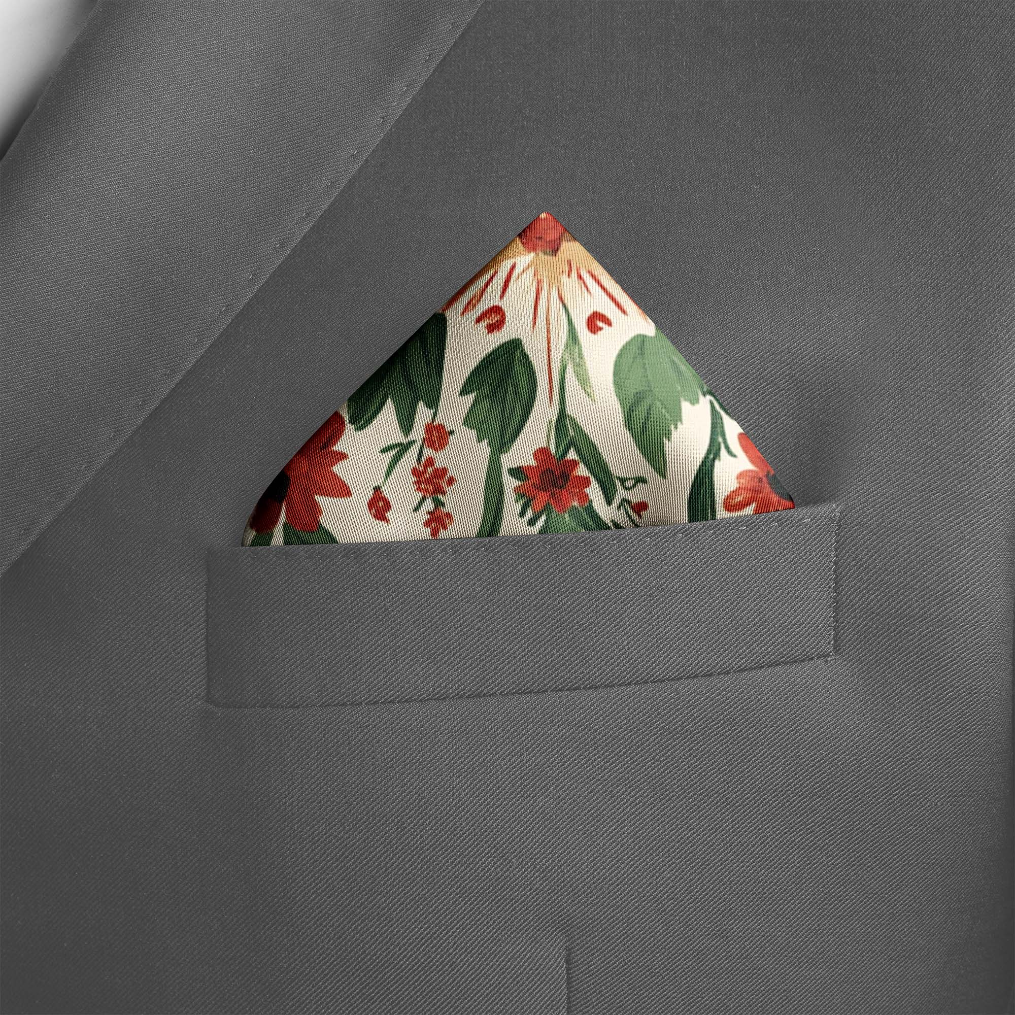 CIRCULAR FLORAL SILK POCKET SQUARE CIRCULAR FLORAL SILK POCKET SQUARE