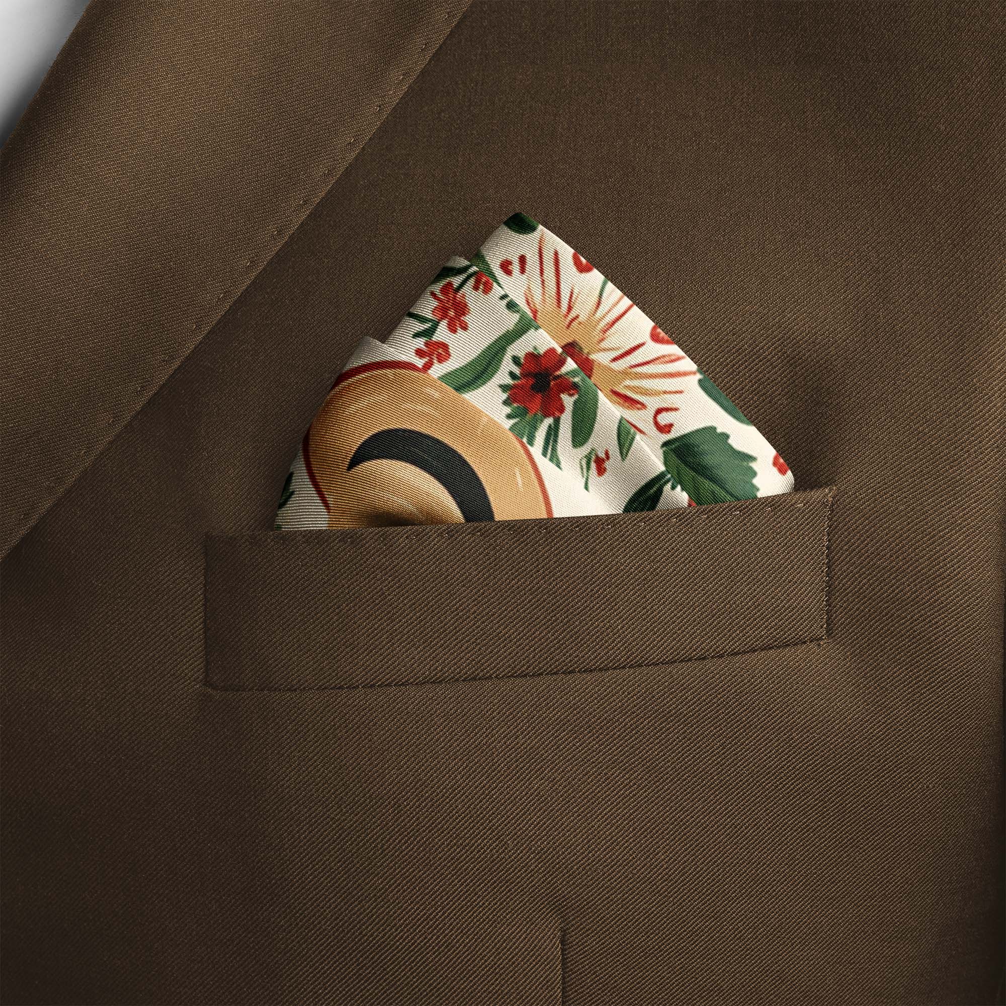 CIRCULAR FLORAL SILK POCKET SQUARE CIRCULAR FLORAL SILK POCKET SQUARE