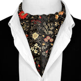 ORGANIC DARK FLORAL SILK ASCOT – PREMIUM COLLECTION