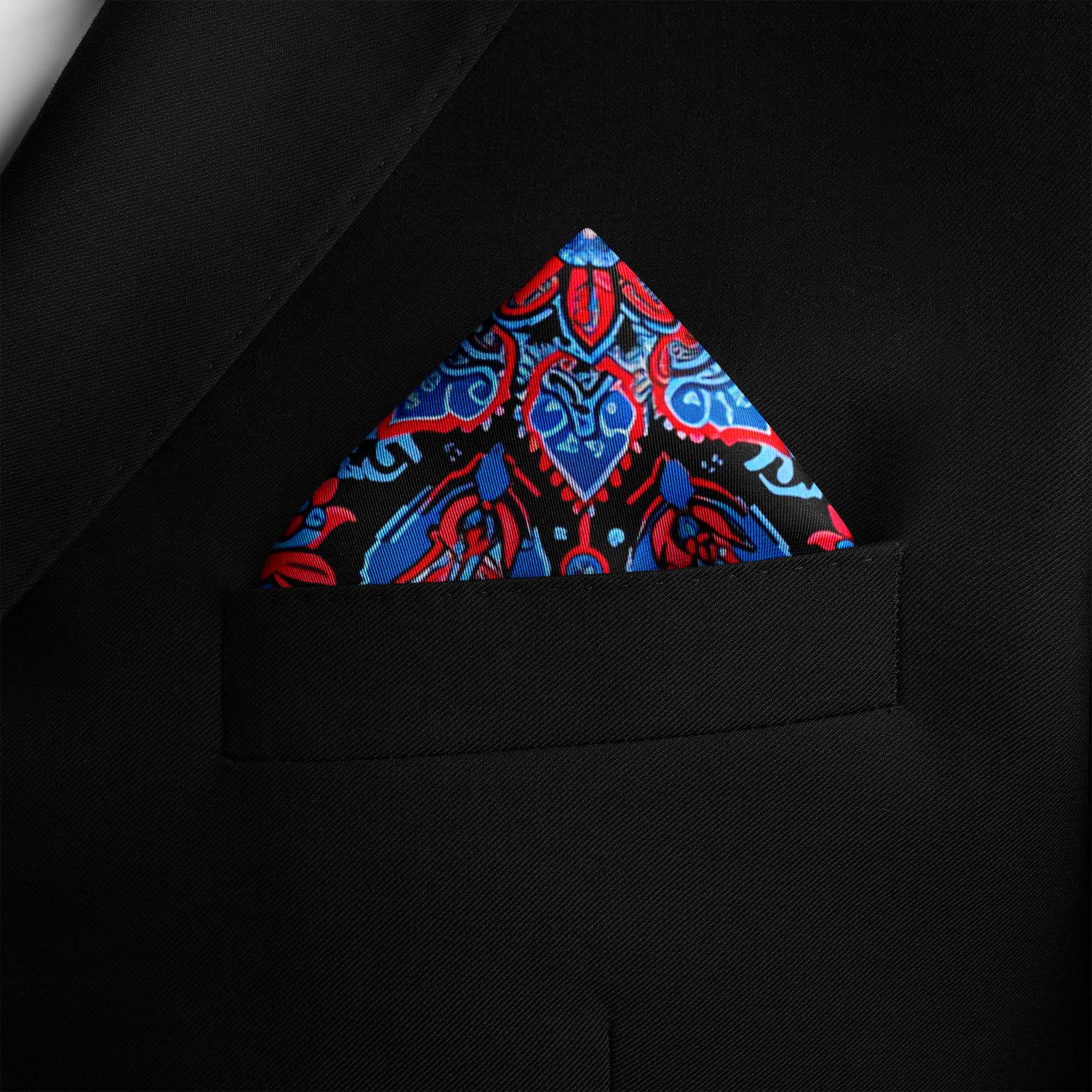 FOLKART QUILT SILK POCKET SQUARE FOLKART QUILT SILK POCKET SQUARE