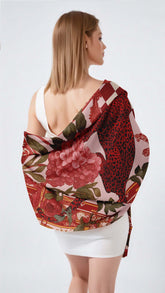 CRIMSON SILK LONG LADIES SCARF