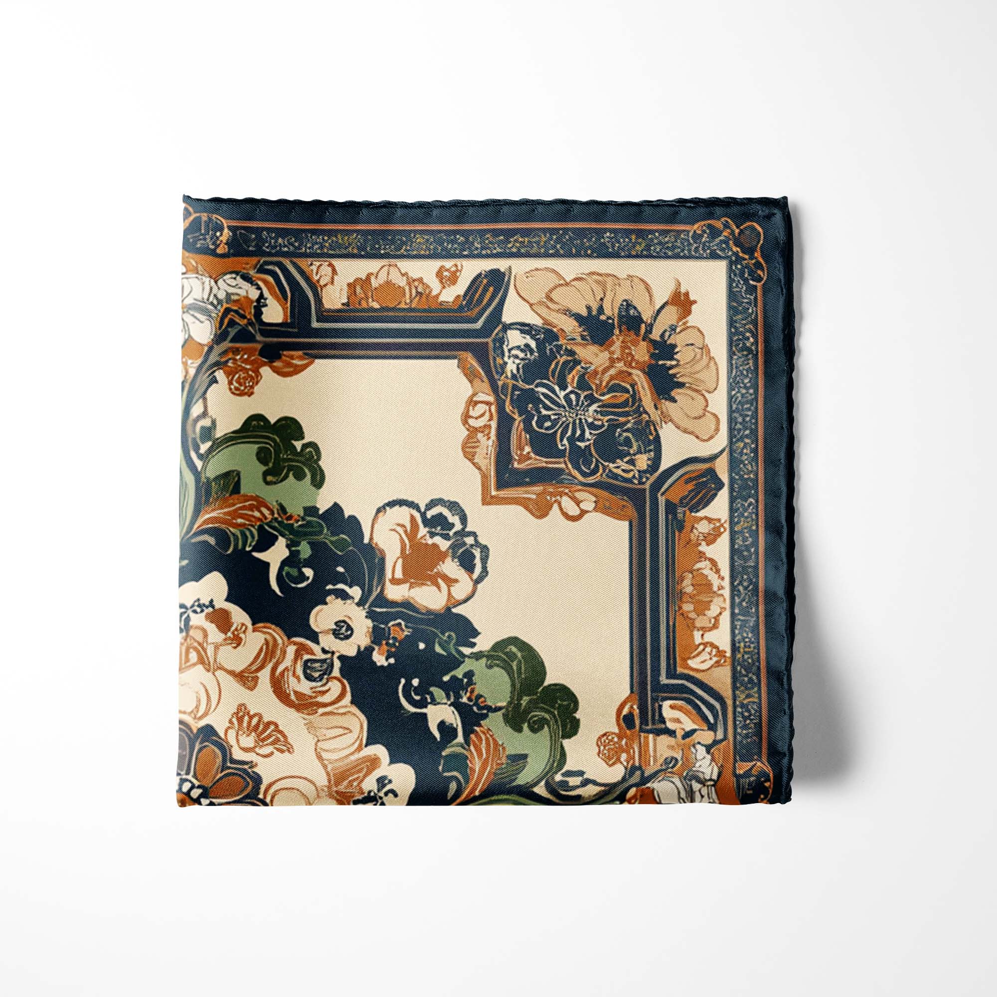 ELEGANT FLORAL SILK POCKET SQUARE ELEGANT FLORAL SILK POCKET SQUARE