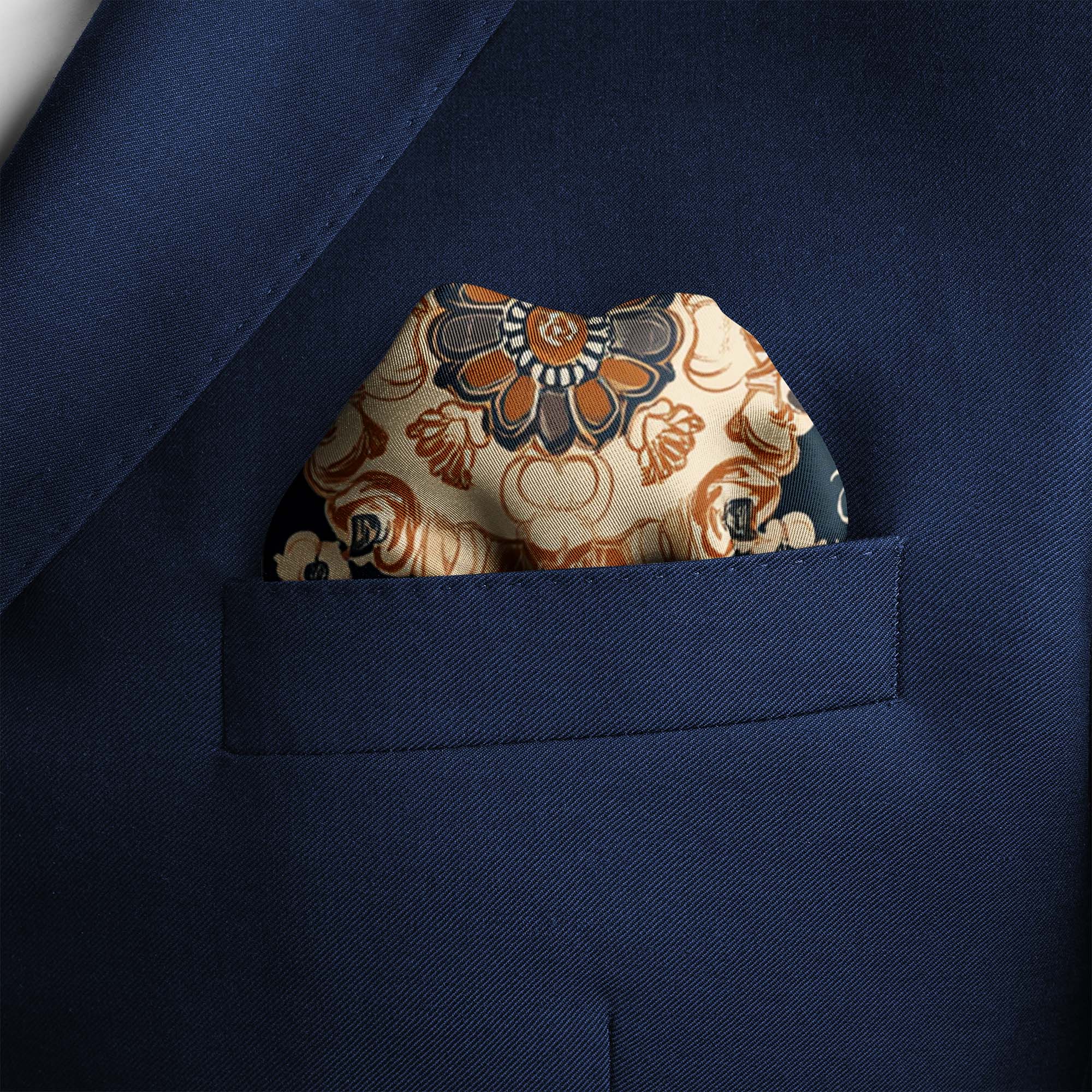 ELEGANT FLORAL SILK POCKET SQUARE ELEGANT FLORAL SILK POCKET SQUARE