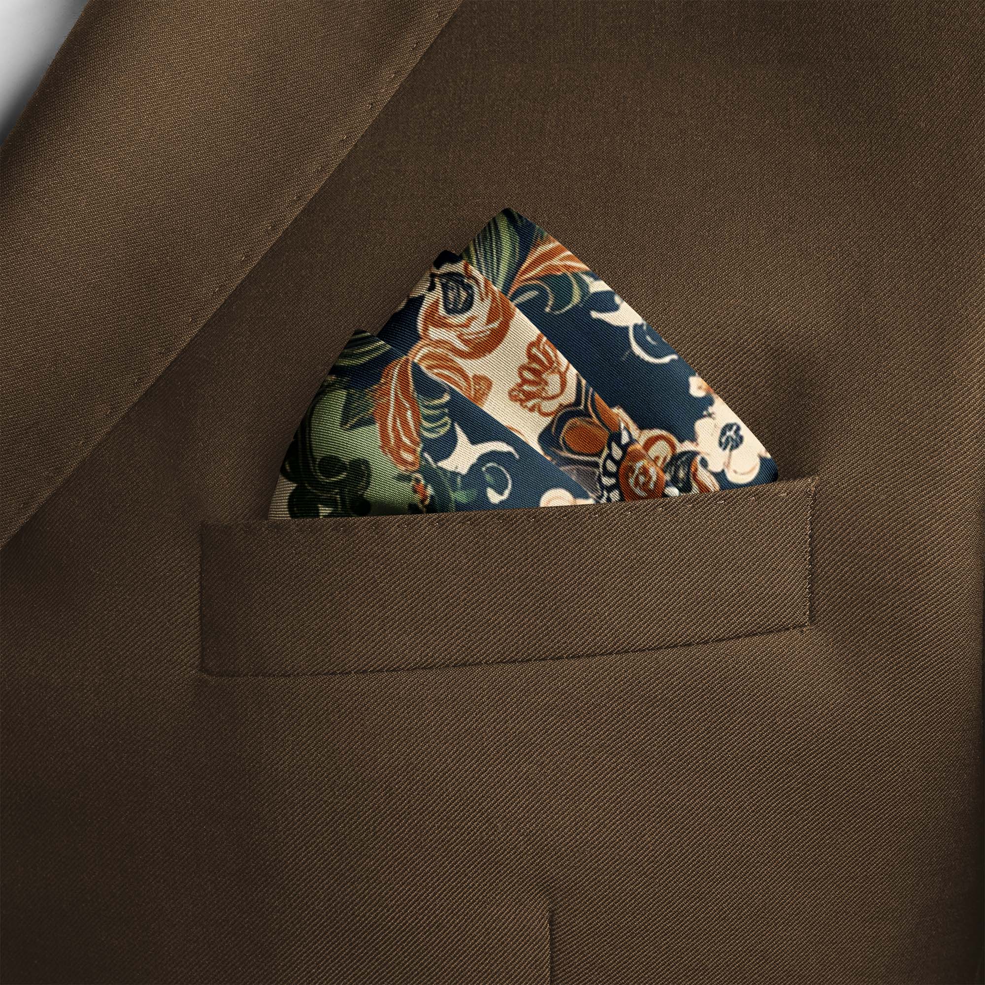ELEGANT FLORAL SILK POCKET SQUARE ELEGANT FLORAL SILK POCKET SQUARE