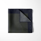 NAVY AND FERN GREEN STRIPE SILK POCKET SQUARE