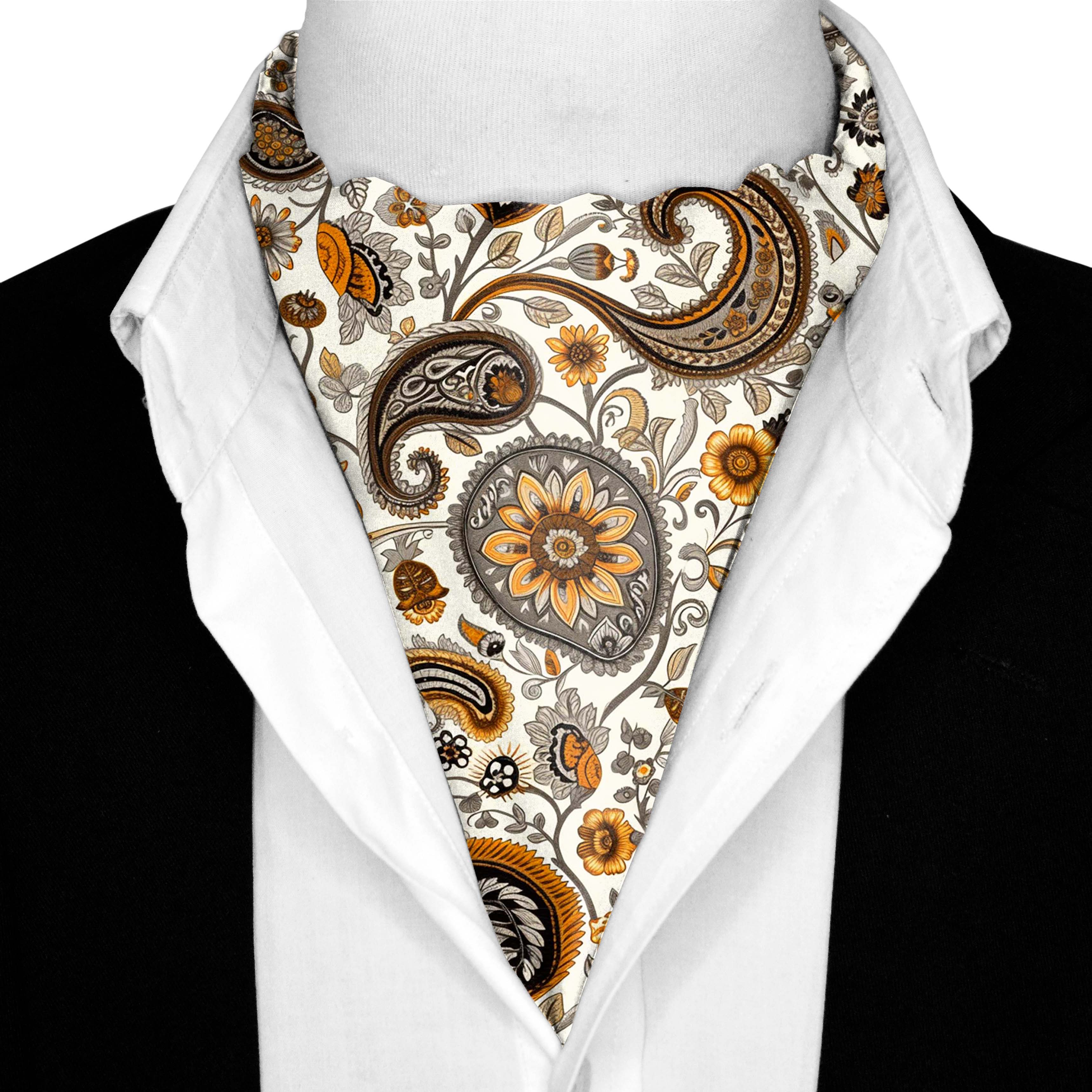 A DITSY PAISLEY SILK ASCOT AND POCKET SQUARE SET – PREMIUM COLLECTION A DITSY PAISLEY SILK ASCOT AND POCKET SQUARE SET – PREMIUM COLLECTION