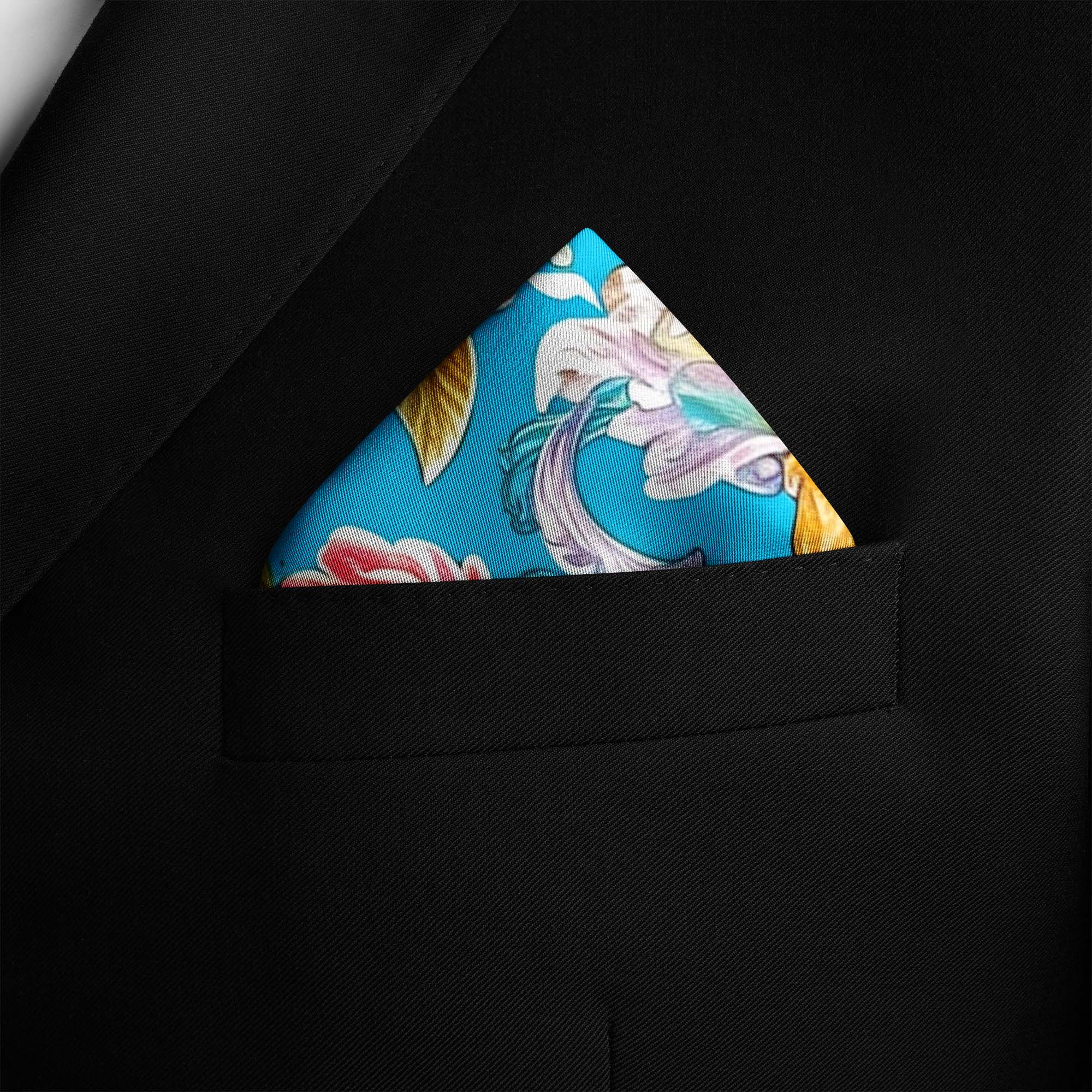 ELEGANCE COLORFUL FLORAL SILK POCKET SQUARE ELEGANCE COLORFUL FLORAL SILK POCKET SQUARE