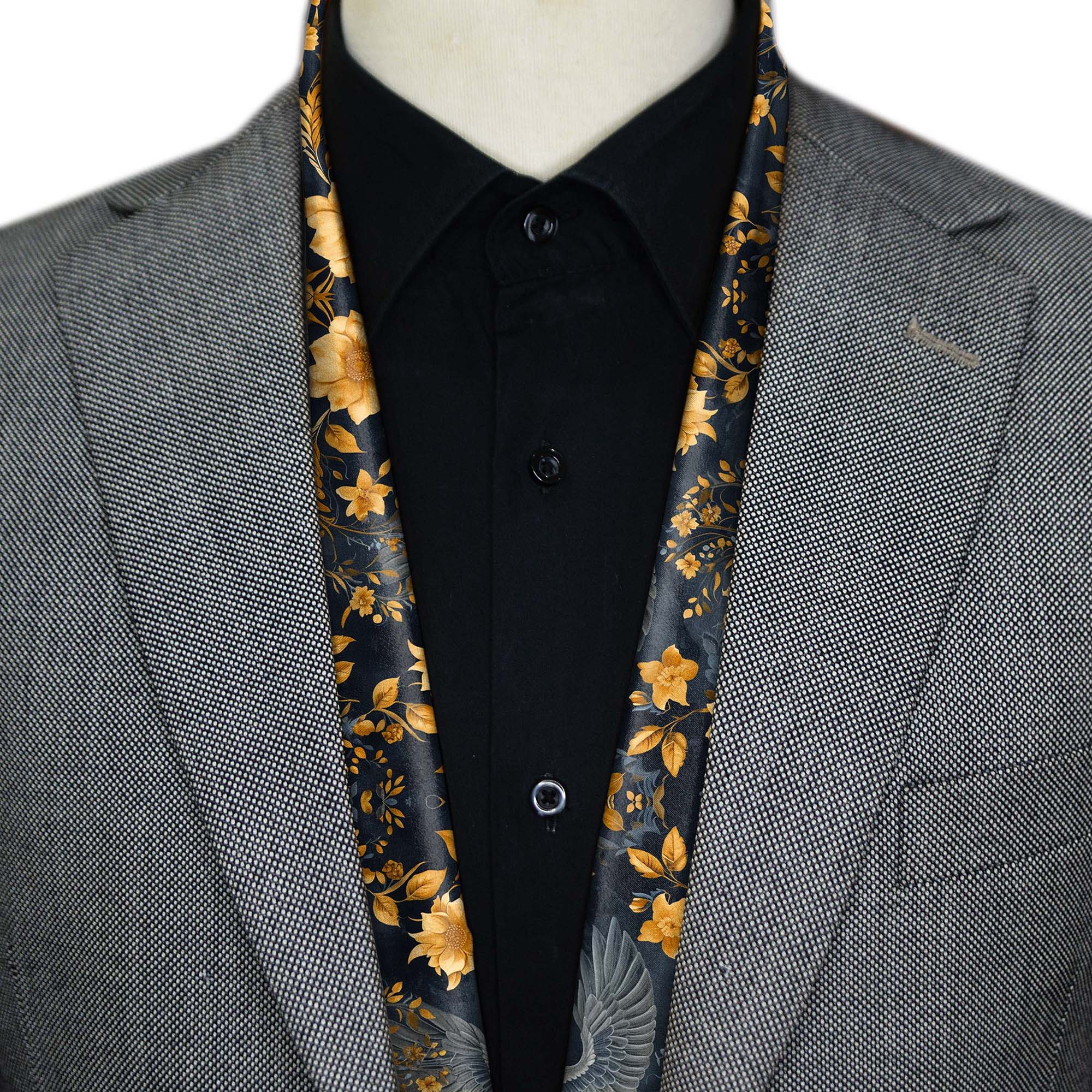 GOLD HUMMINGBIRDS MEN SCARF - PREMIUM COLLECTION GOLD HUMMINGBIRDS MEN SCARF - PREMIUM COLLECTION