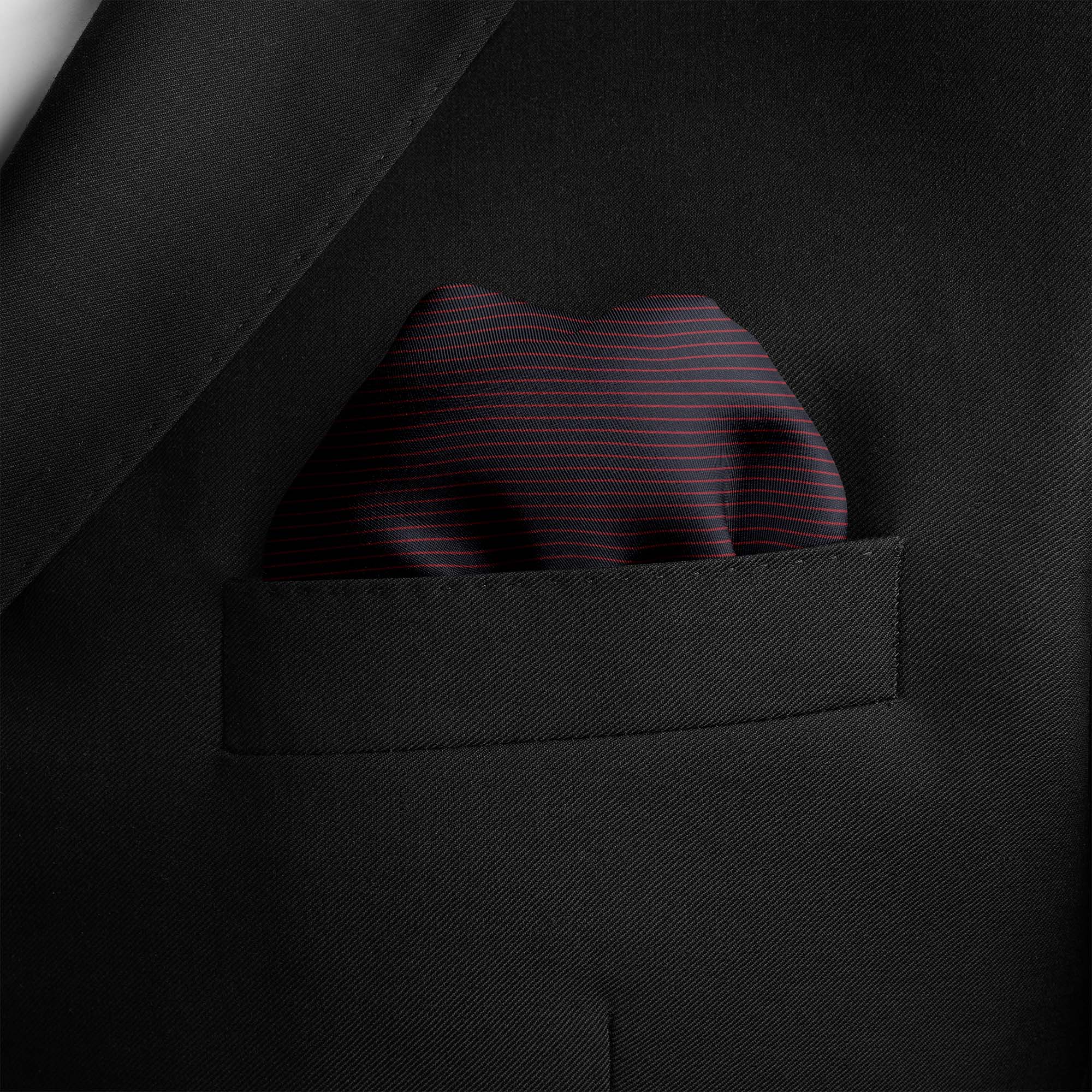 NAVY AND BURGUNDY STRIPE SILK POCKET SQUARE NAVY AND BURGUNDY STRIPE SILK POCKET SQUARE