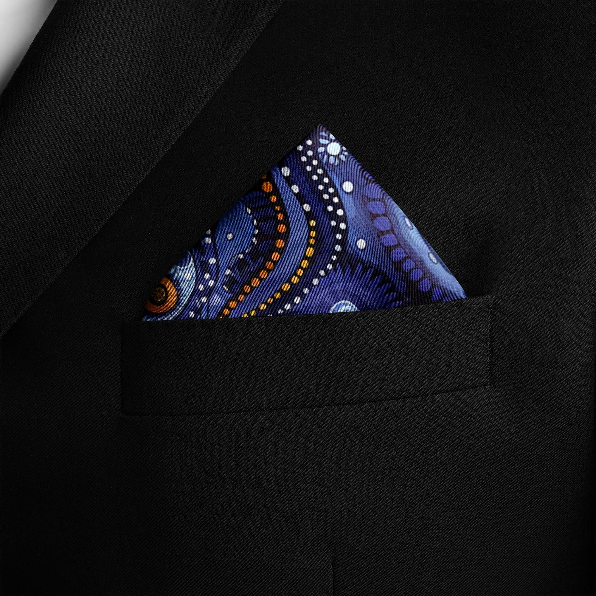 HAND DRAWN ABSTRACT SILK POCKET SQUARE HAND DRAWN ABSTRACT SILK POCKET SQUARE