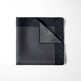 NAVY AND WHITE STRIPE SILK POCKET SQUARE