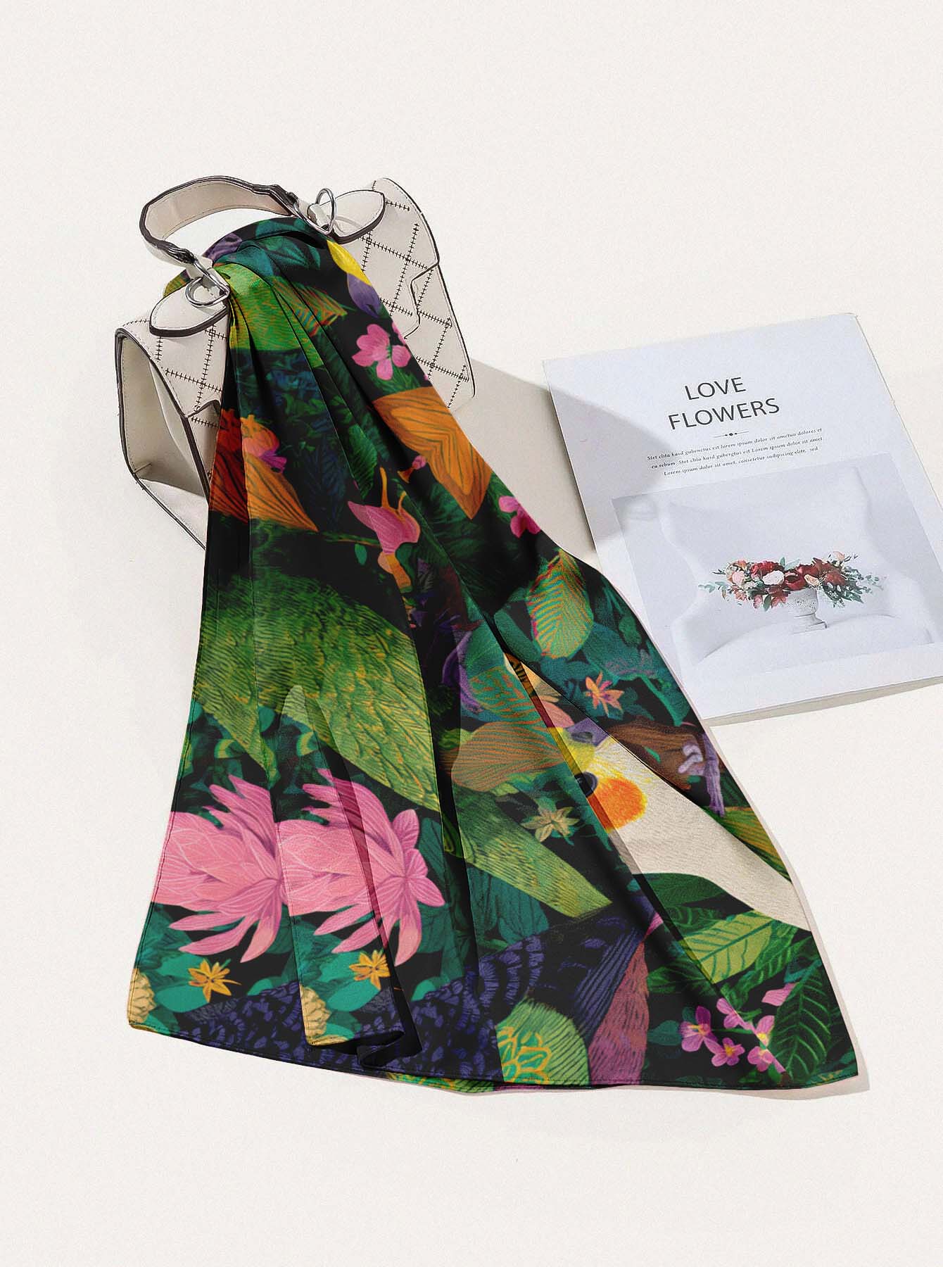 TROPICAL CHORUS SILK HEAD SCARF TROPICAL CHORUS SILK HEAD SCARF