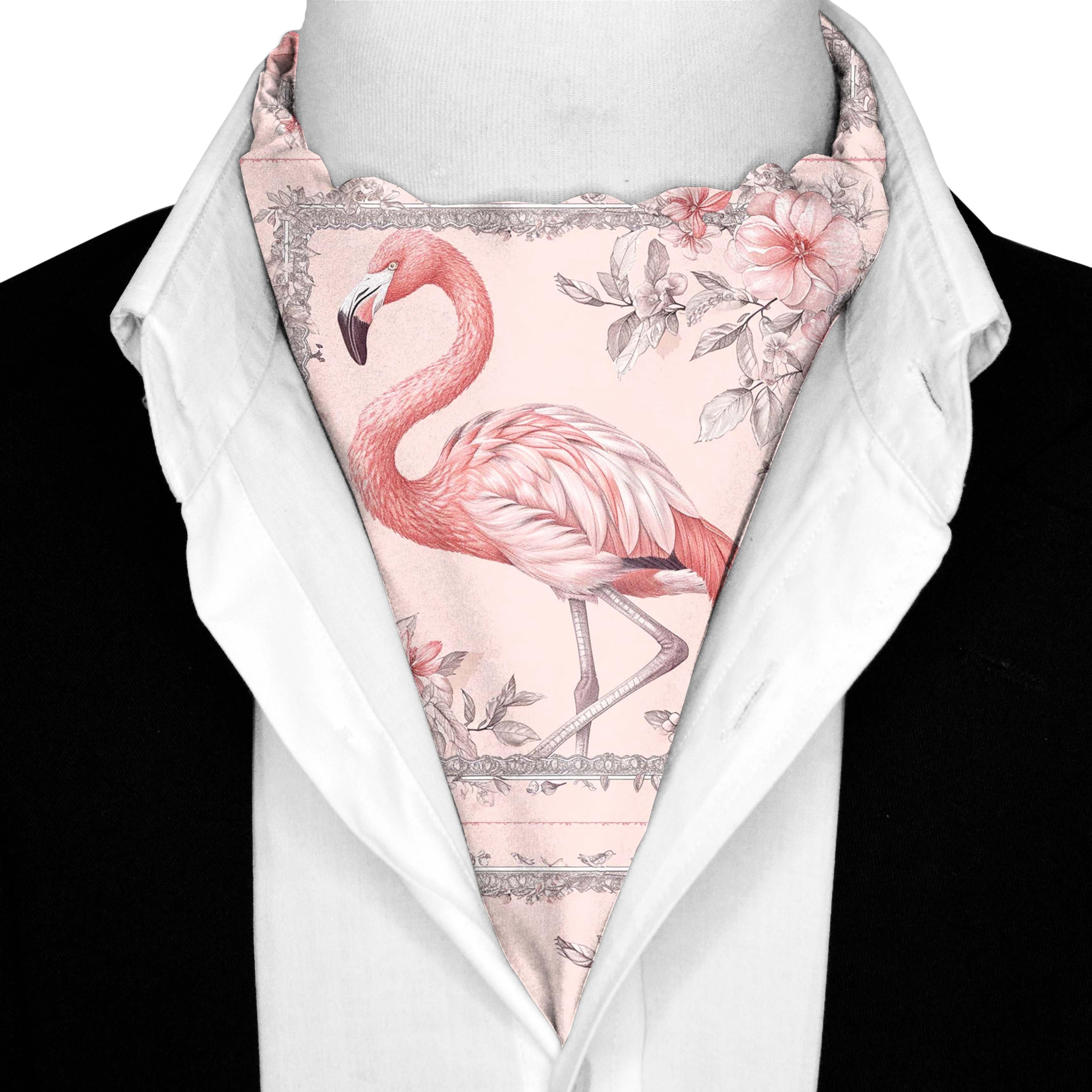 FLAMINGO SILK ASCOT AND POCKET SQUARE SET – PREMIUM COLLECTION FLAMINGO SILK ASCOT AND POCKET SQUARE SET – PREMIUM COLLECTION