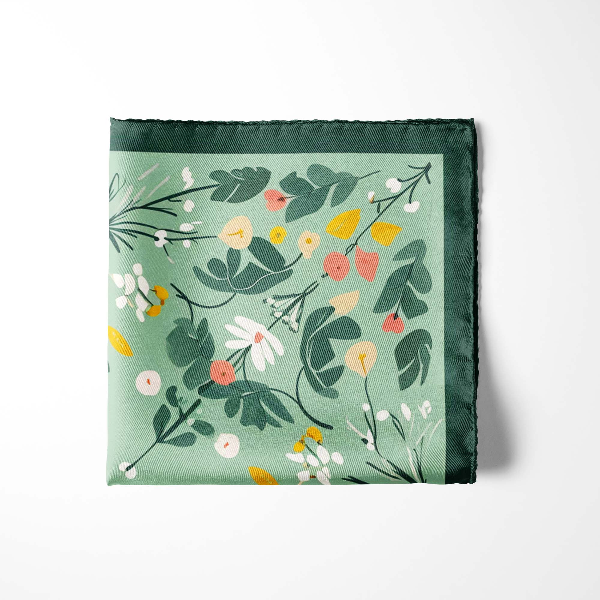 ILLUSTRATED GARDEN SILK POCKET SQUARE ILLUSTRATED GARDEN SILK POCKET SQUARE