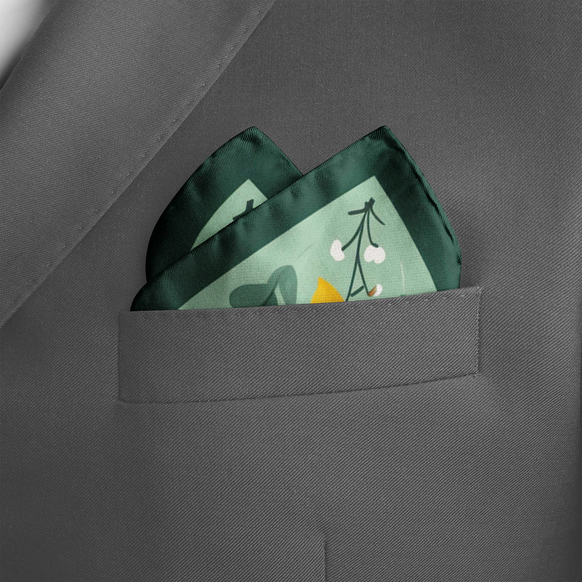 ILLUSTRATED GARDEN SILK POCKET SQUARE ILLUSTRATED GARDEN SILK POCKET SQUARE