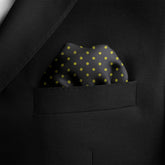 GREY AND LIME SPOT SILK POCKET SQUARE