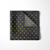 GREY AND LIME SPOT SILK POCKET SQUARE