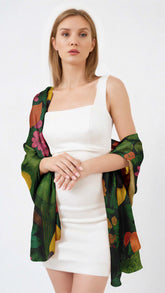 TROPICAL CHORUS SILK LONG LADIES SCARF