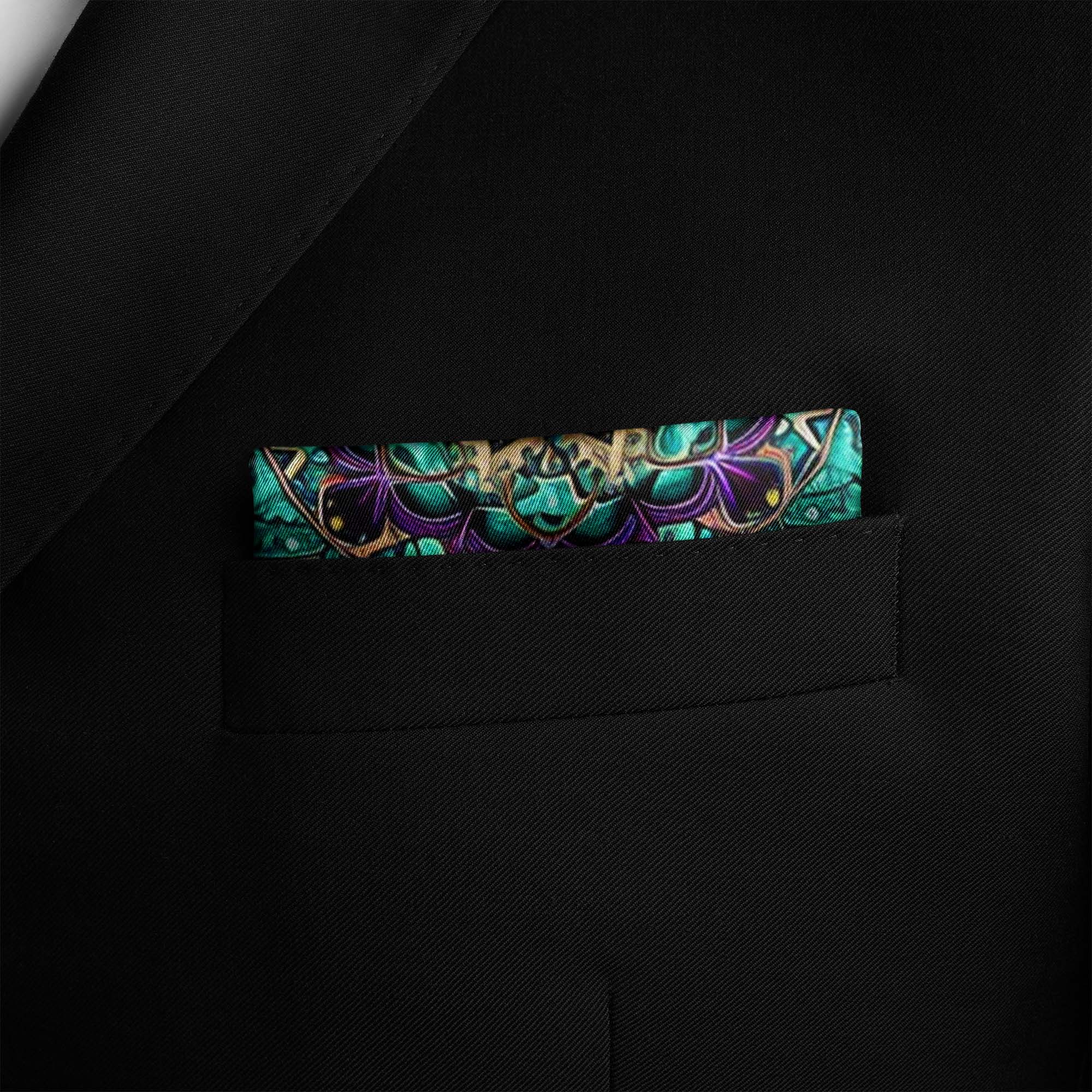 NEON MANDALA SILK POCKET SQUARE NEON MANDALA SILK POCKET SQUARE