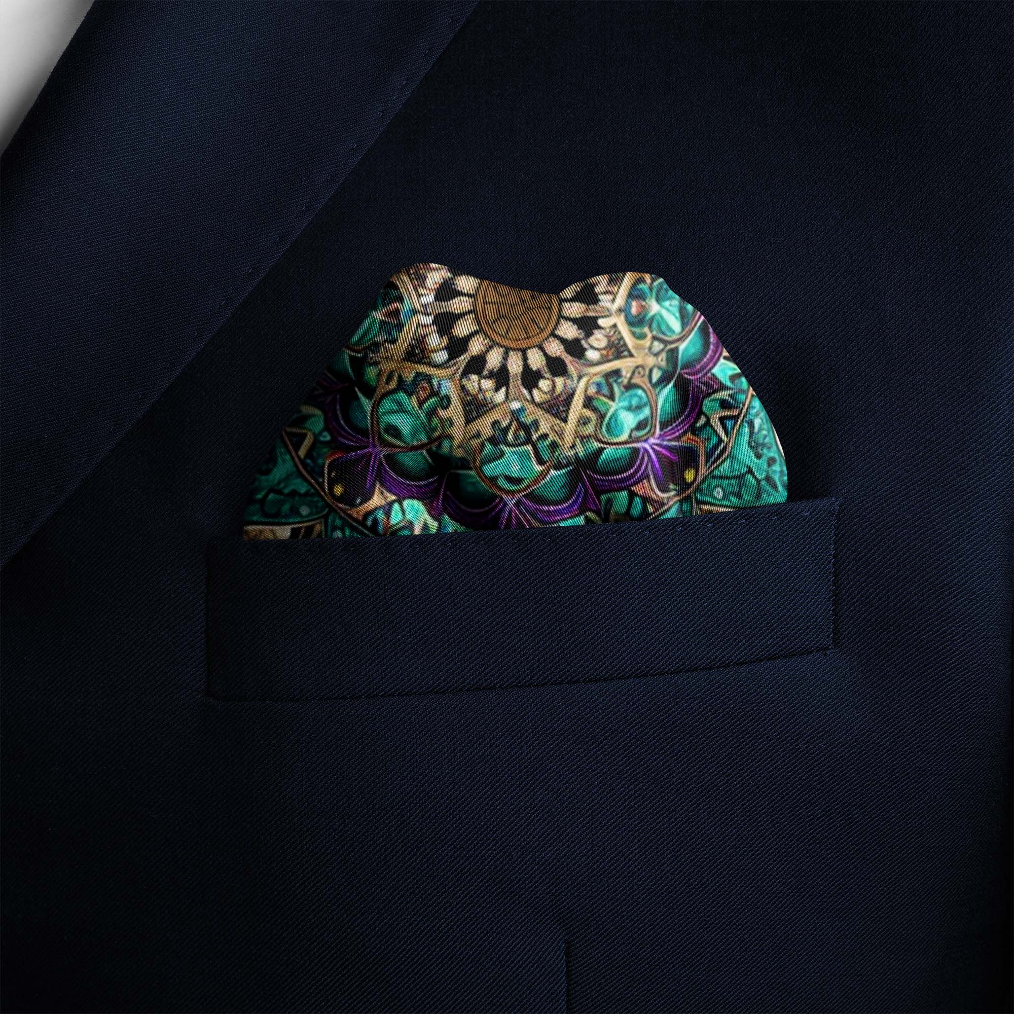 NEON MANDALA SILK POCKET SQUARE NEON MANDALA SILK POCKET SQUARE