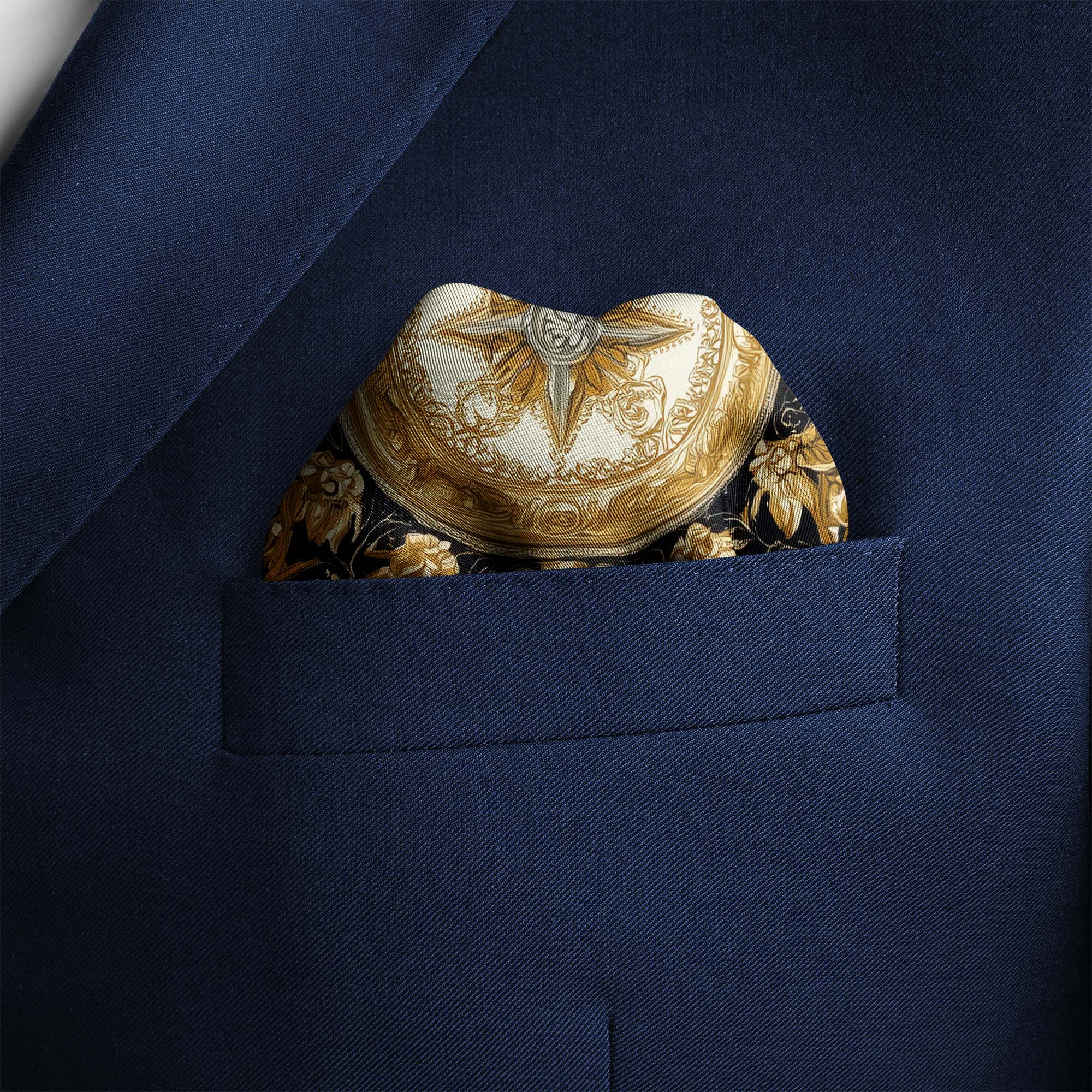 MEDIEVAL FLORAL SILK POCKET SQUARE MEDIEVAL FLORAL SILK POCKET SQUARE